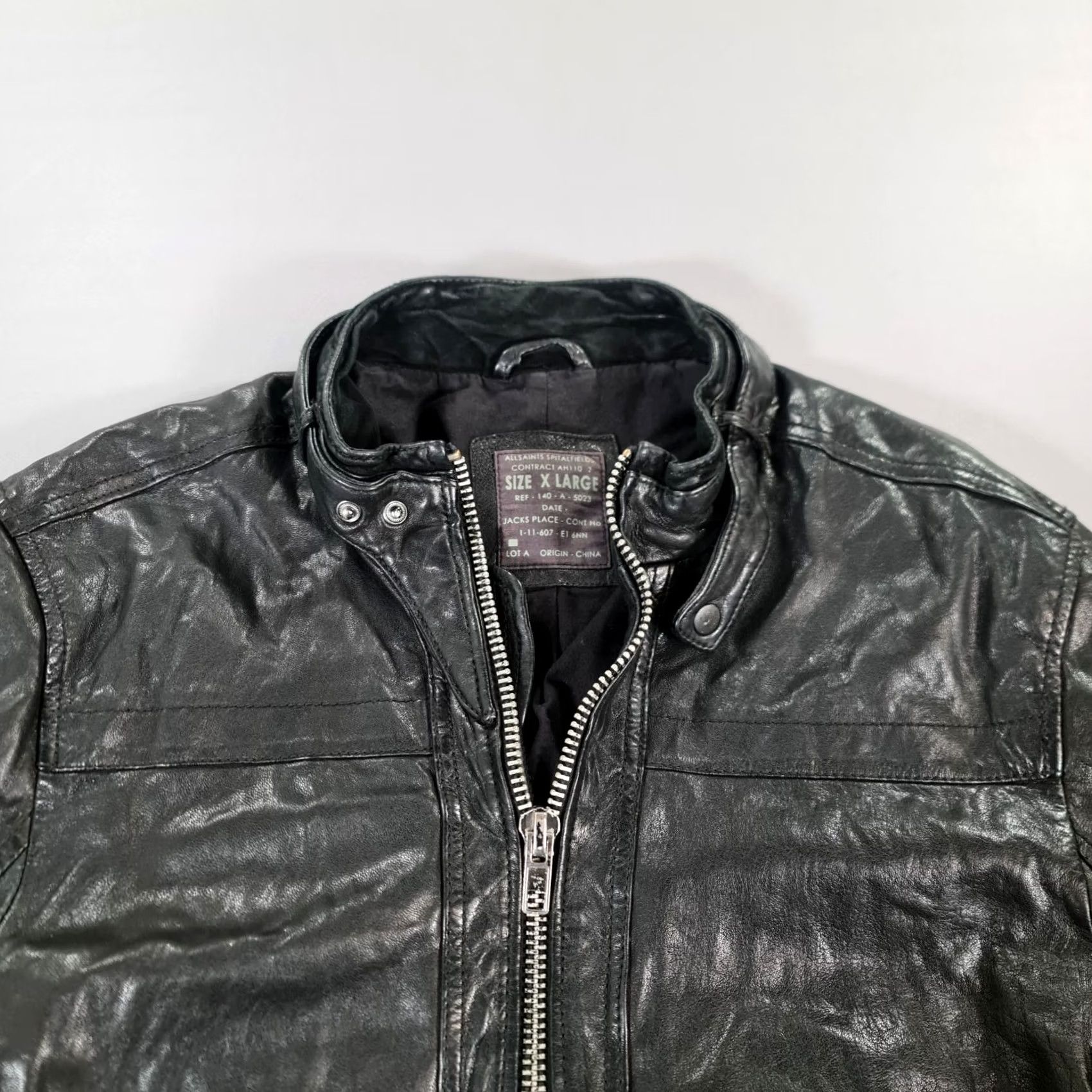 Allsaints VINTAGE AllSaints Jacket Mens Black XL Scorch Leather Biker Full Zip Size US XL / EU 56 / 4 - 3 Thumbnail