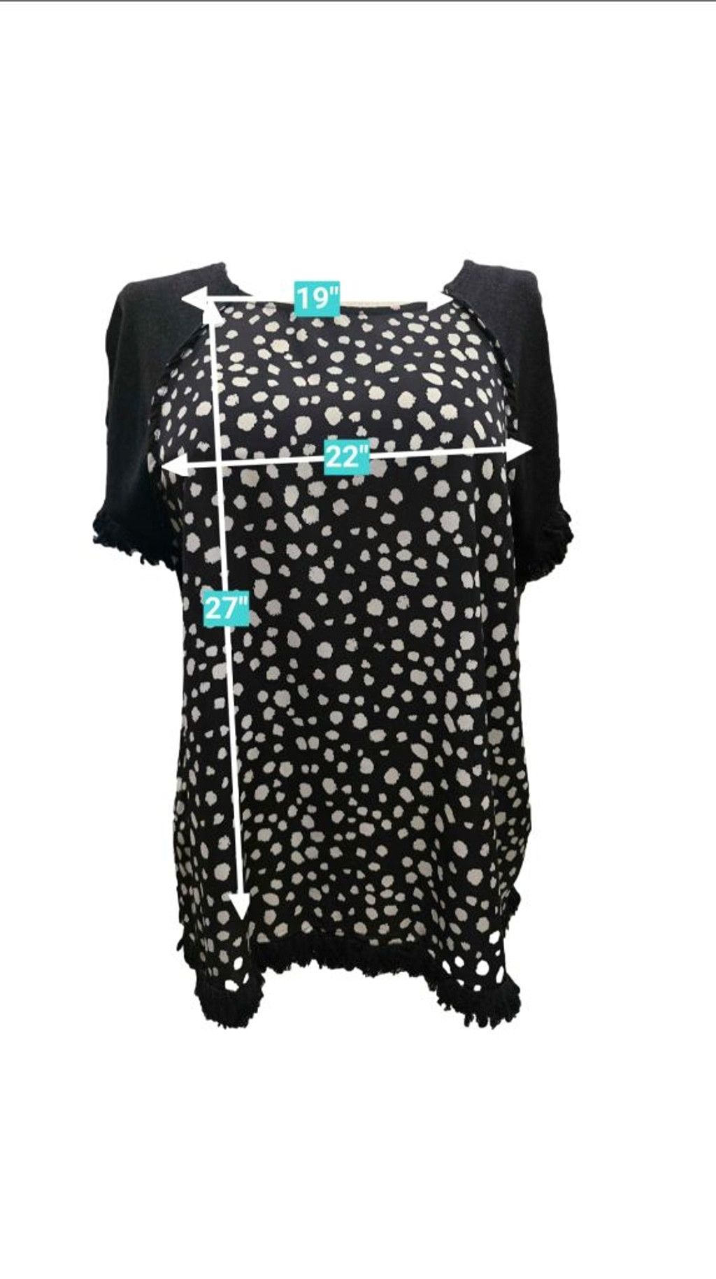 Other Umgee Black & White Polka Dot Tunic Top with Fringe Trim L Size L / US 10 / IT 46 - 5 Thumbnail