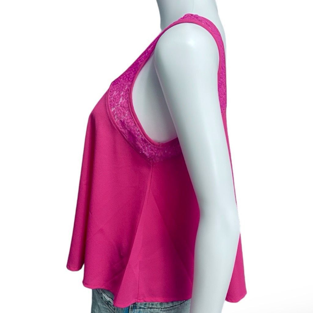 Other Eyeshadow Fuschia Pink Crop Swing Tank Polyester Crochet Sz Size M / US 6-8 / IT 42-44 - 3 Thumbnail