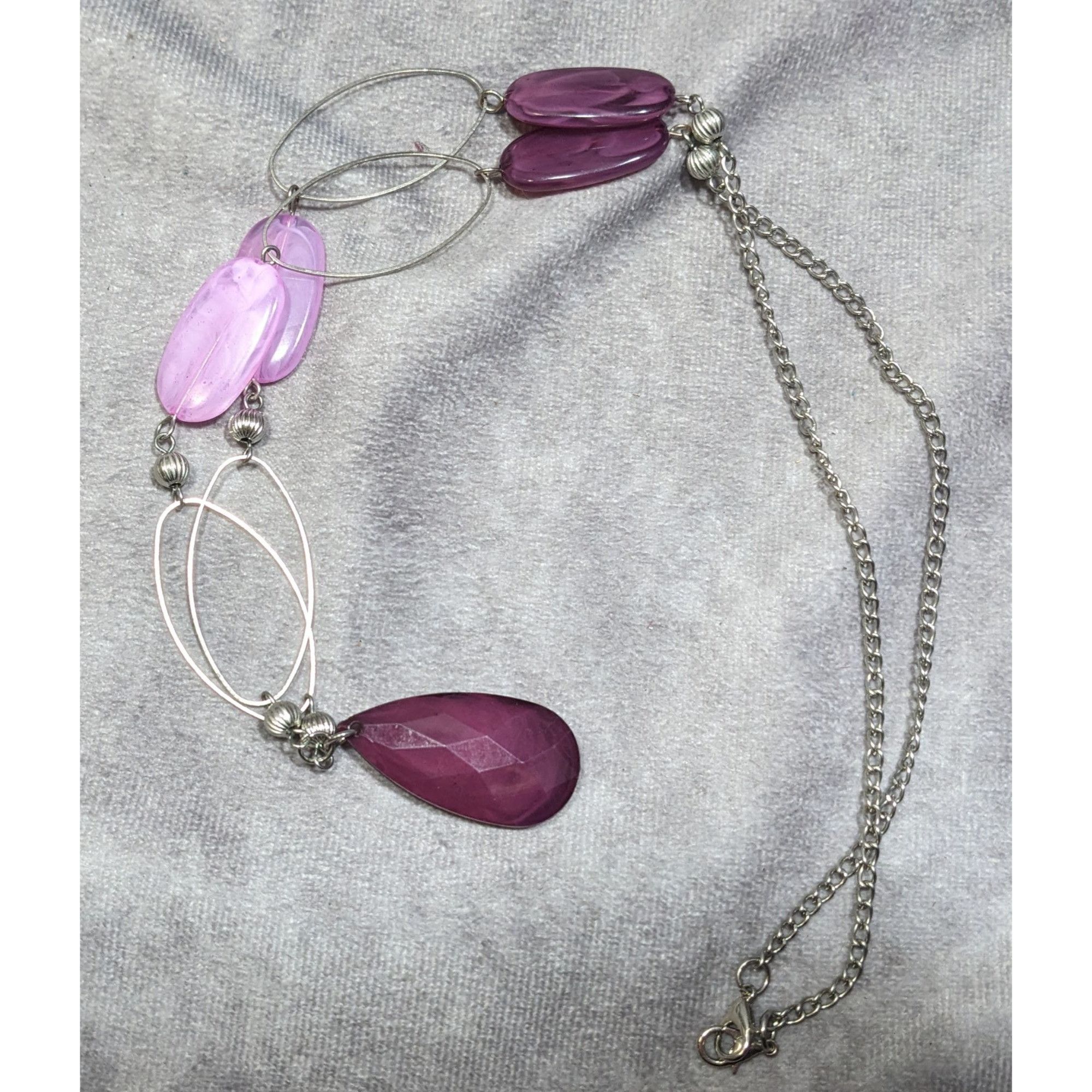 Other Whimsical Purple Gemmed Silver Tone Necklace Size ONE SIZE - 6 Thumbnail