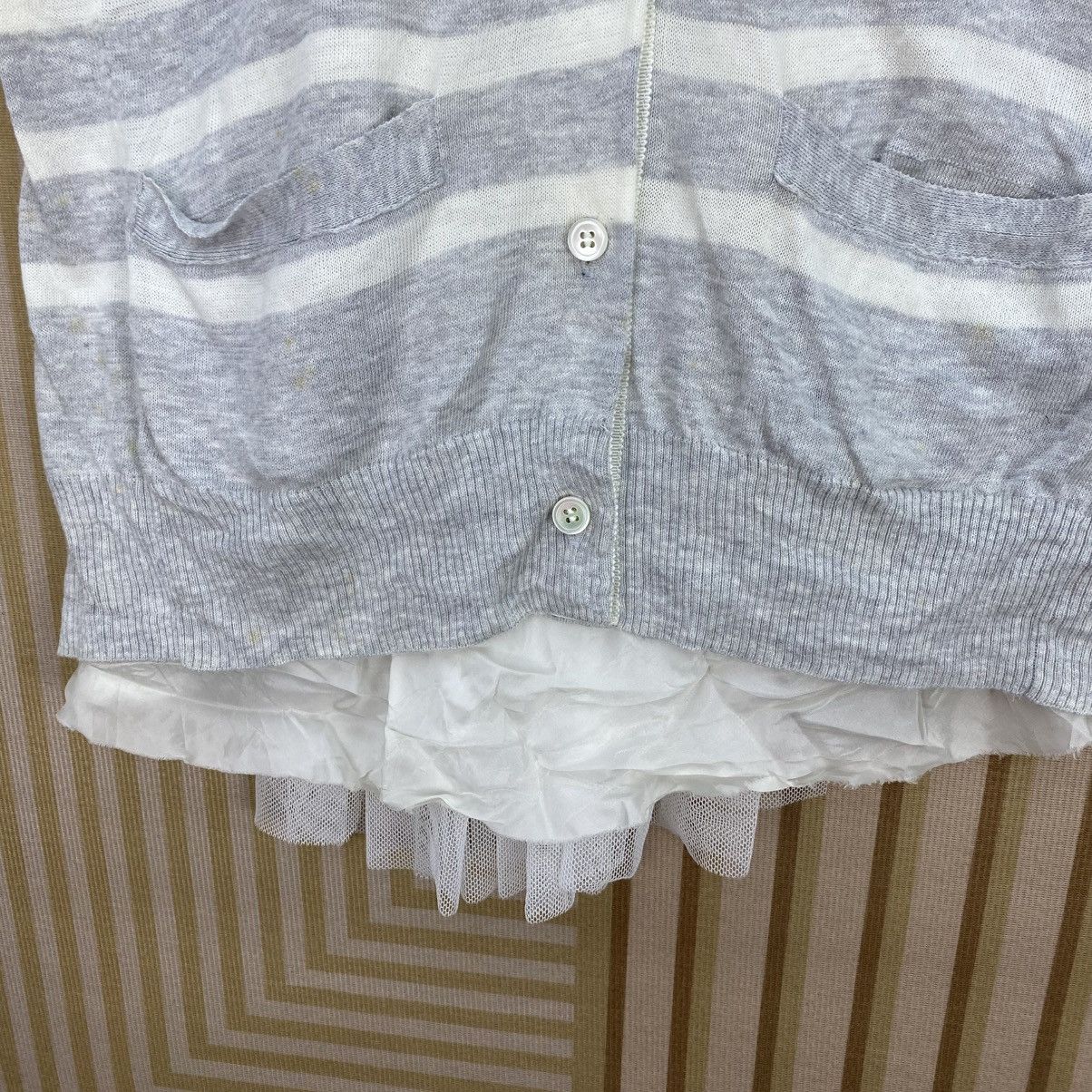 Japanese Brand 🫶 sacai luck Stripes Pattern back flare border cardigan Size US M / EU 48-50 / 2 - 14 Thumbnail