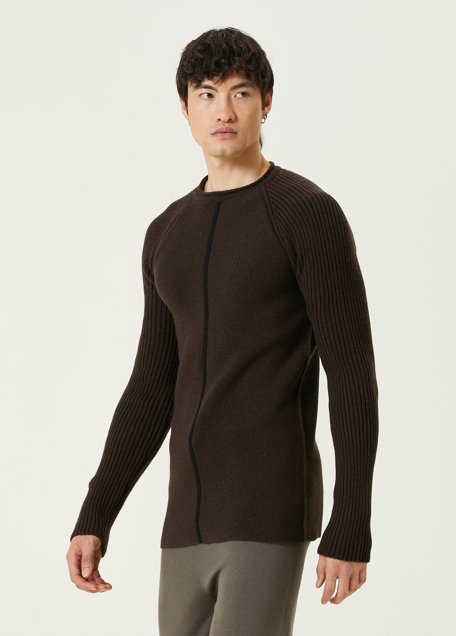 Rick Owens RICK OWENS brown slim fit crew knit cashmere sweater Medium Size US M / EU 48-50 / 2 - 2 Thumbnail
