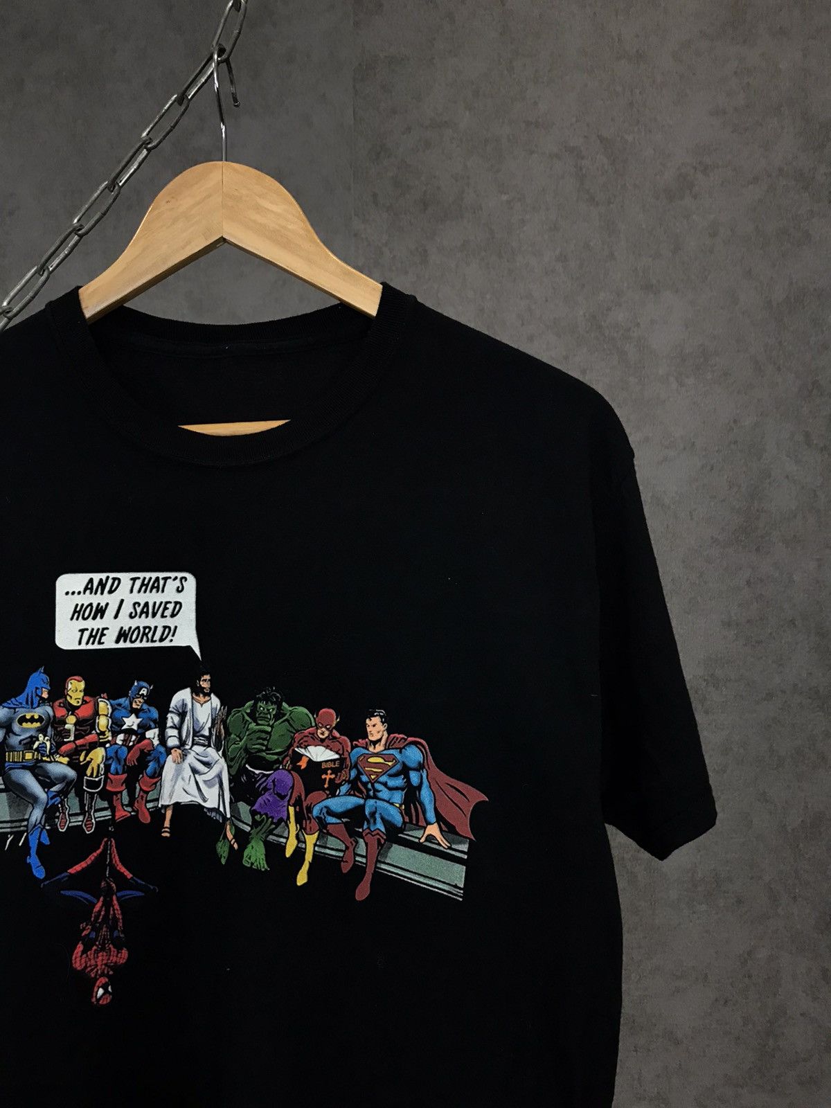 DC Comics × Marvel Comics Marvel x DC comics Jesus humor tee Size US S / EU 44-46 / 1 - 2 Thumbnail