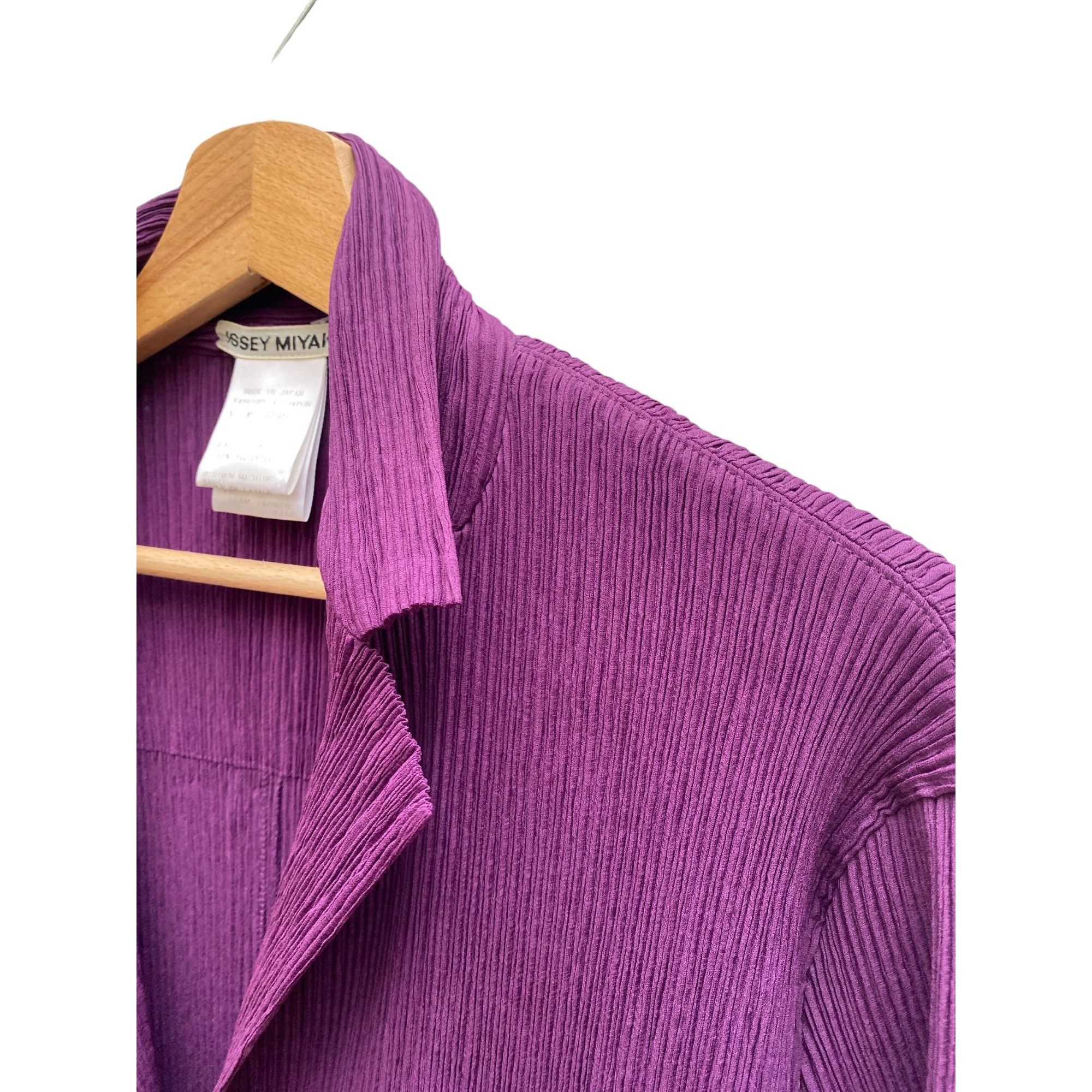 Issey Miyake Purple Pleats Set Shirt + Skirt Size L / US 10 / IT 46 - 8 Thumbnail