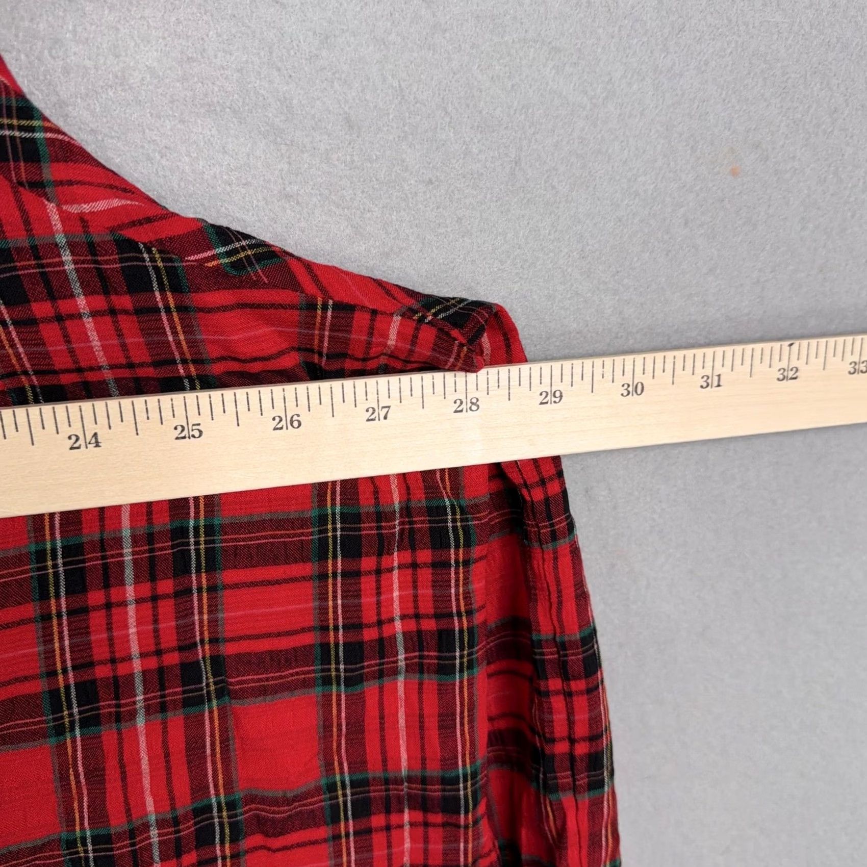 Old Navy Old Navy Blouse Womens XXL Tall Red Plaid V Neck Raglan Long Sleeve Tunic Top Size XXL / US 16-18 / IT 52-54 - 6 Thumbnail