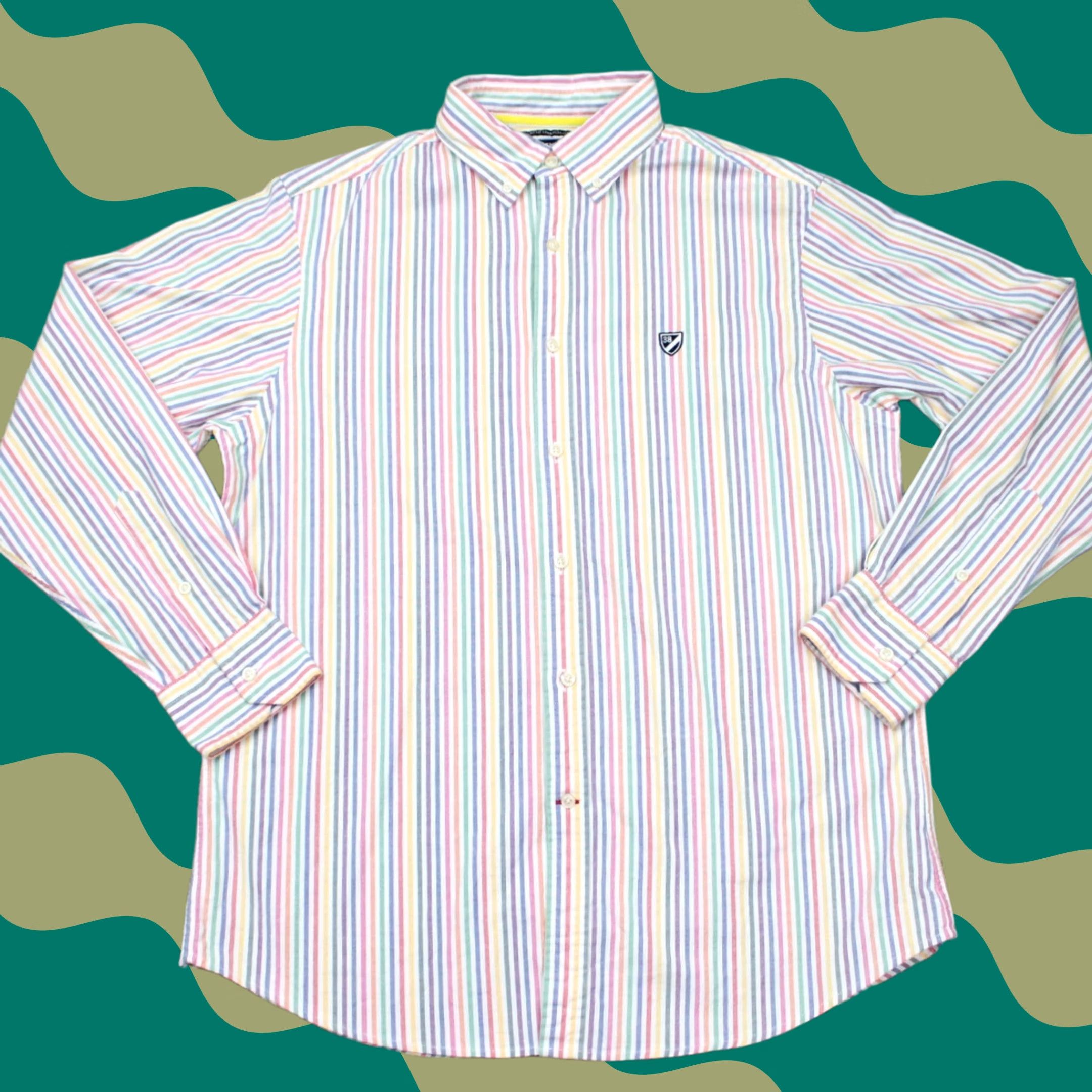 Cremieux Cremieux Classics Shirt Mens Large Blue/Red/Green Slim Fit Stretch Oxford L/S Size US L / EU 52-54 / 3 - 1 Thumbnail