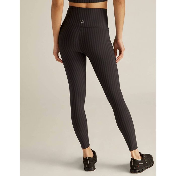 Beyond Yoga Spacedye High Waist Legging In Black Striped Jacquard