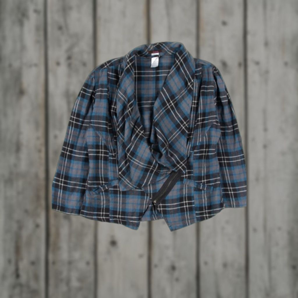 X-LARGE VINTAGE Mark X-Large Grey Diagonal Zip Flannel Jacket Plaid Size US XL / EU 56 / 4 - 1 Thumbnail