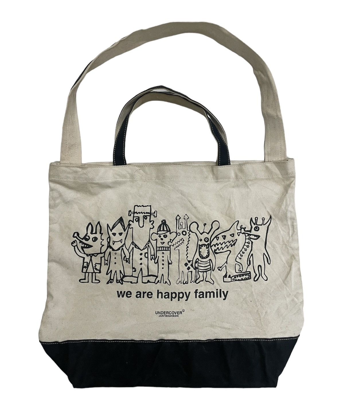 image of Undercover Jun Takahashi We Are Happy Family Tote Bag in Black/White, Men's