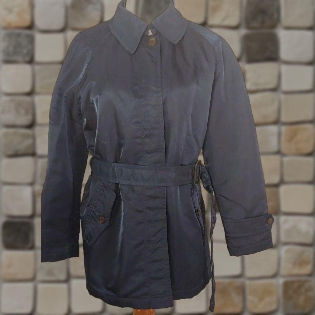 Ralph Lauren VINTAGE Ralph Lauren Jacket Small Navy Satin Acetate Belted Old Money Classic Size S / US 4 / IT 40 - 1 Thumbnail