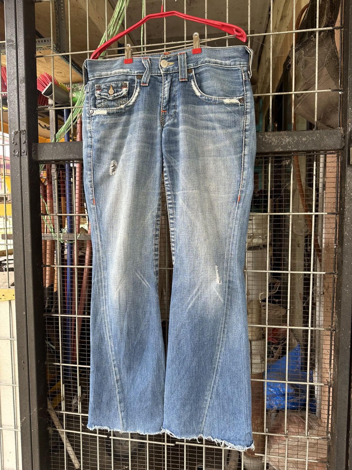 True Religion 👹Vintage True Religion Distressed Flare Jeans Size US 31 - 5 Thumbnail