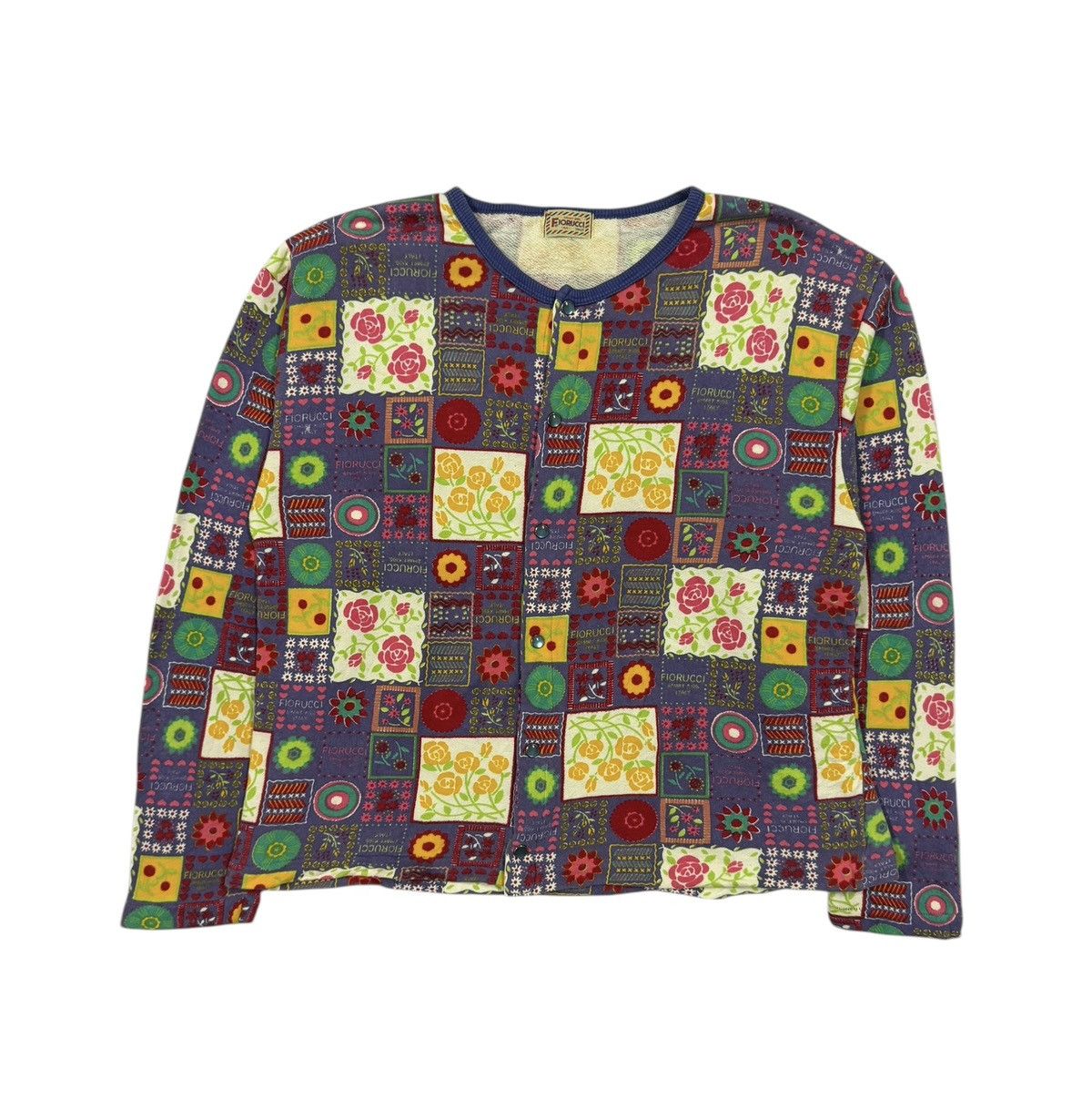 Fiorucci Vtg🔥Fiorucci Flower Patchwork Pearl Snap Button Cardigan#21 Size XXS / US 00 / IT 34 - 1 Thumbnail