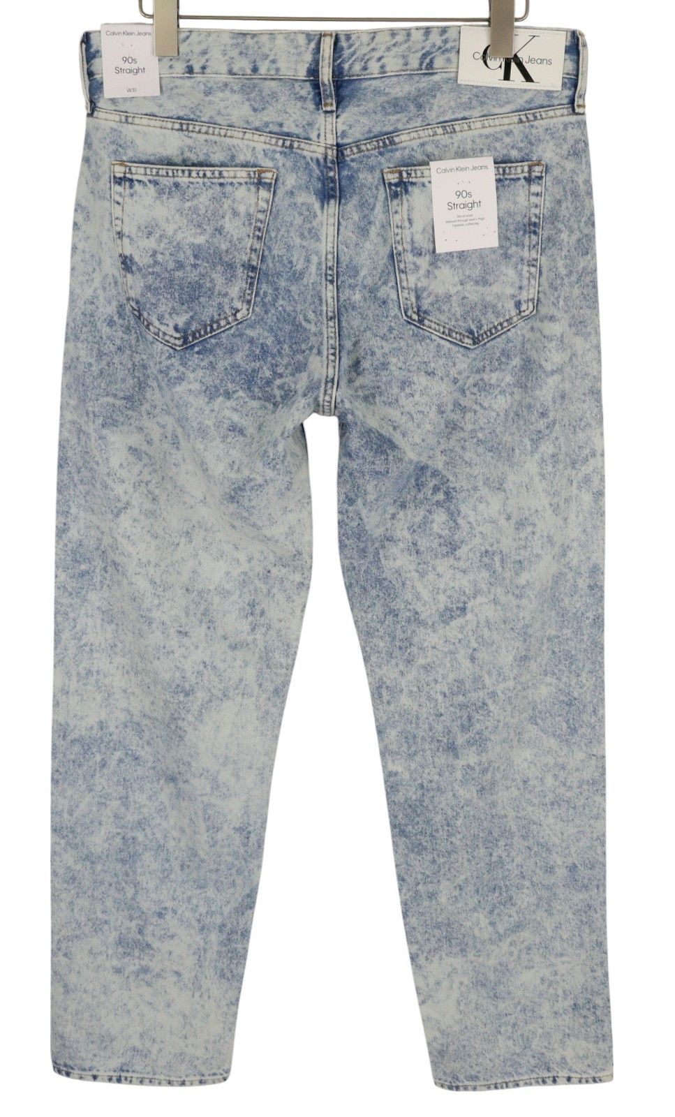 Calvin Klein 90S STRAIGHT W31 Faded Blue Zip Fly Logo Denim 85289 Size US 31 - 2 Thumbnail