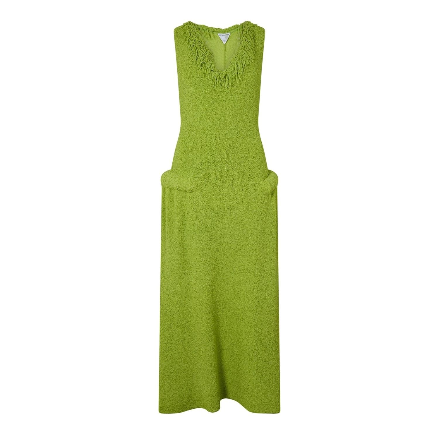 Bottega Veneta Bottega Veneta V-Neck Maxi Slip Dress in Green | Grailed