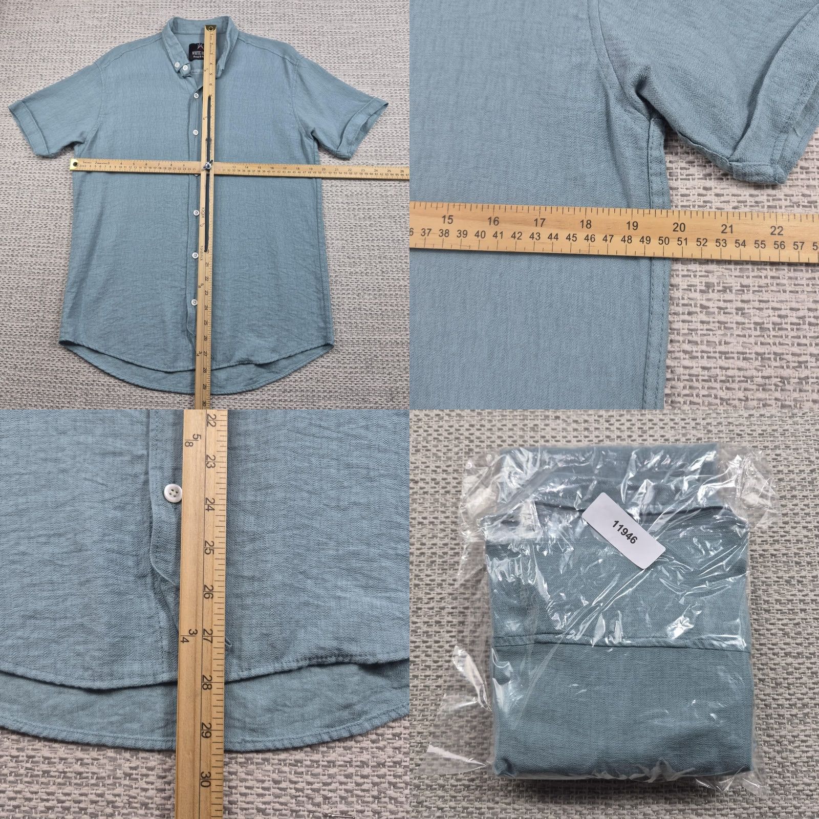 Vintage VINTAGE White Horse Button Up Shirt Mens 2XL Blue Short Sleeve Band Collar Casual Size US XXL / EU 58 / 5 - 8 Thumbnail