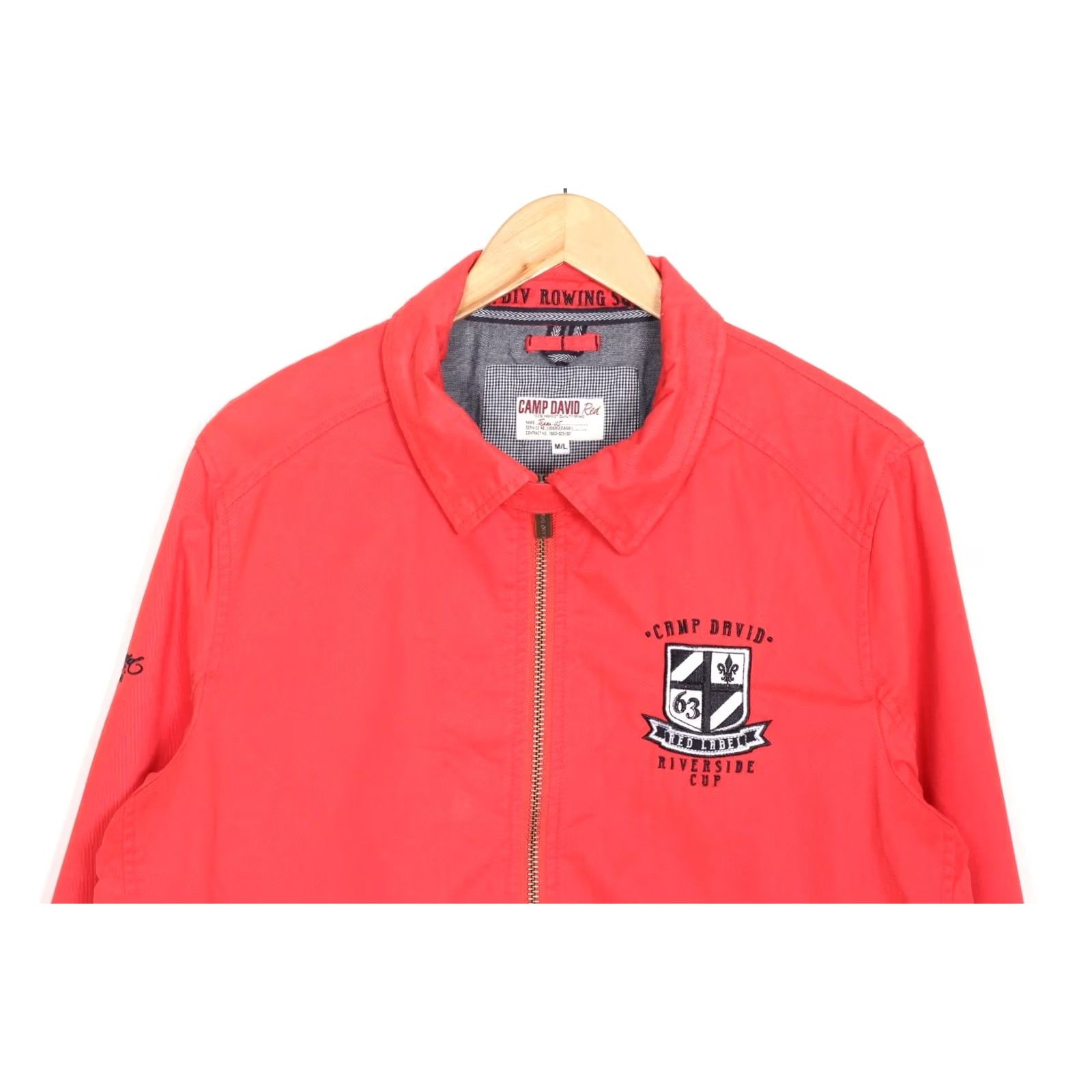 Vintage CAMP DAVID Jacket Men Size M/L MJ6527 Bomber Jacket Casual, Travel, All Seasons, Regular, Pink Red, Cotton Twill, Zip, Logo, Vintage No Size US M / EU 48-50 / 2 - 3 Thumbnail