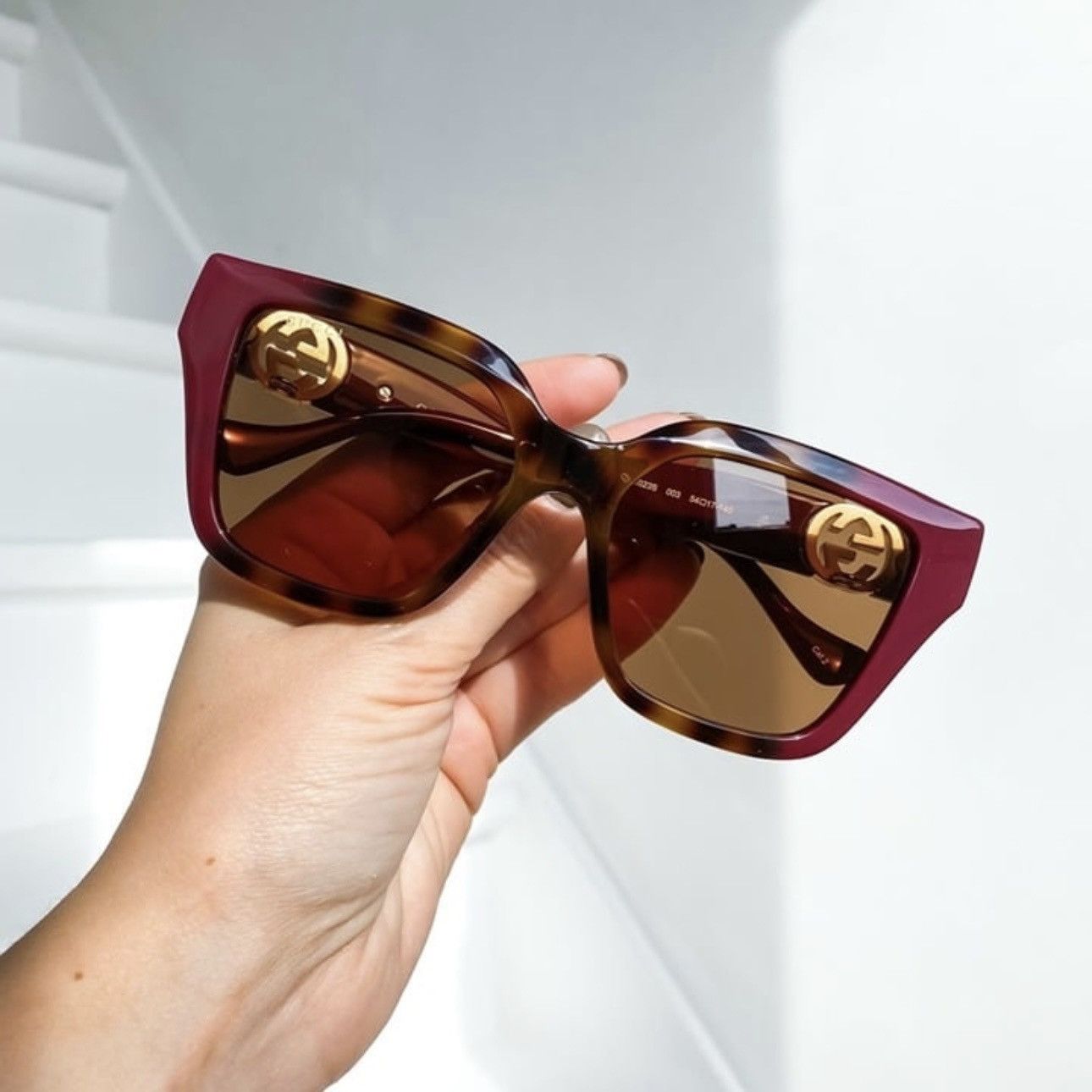 Gucci Gucci GC001630 GG1023S Sunglasses Brown Havana Burgundy Size ONE SIZE - 1 Thumbnail