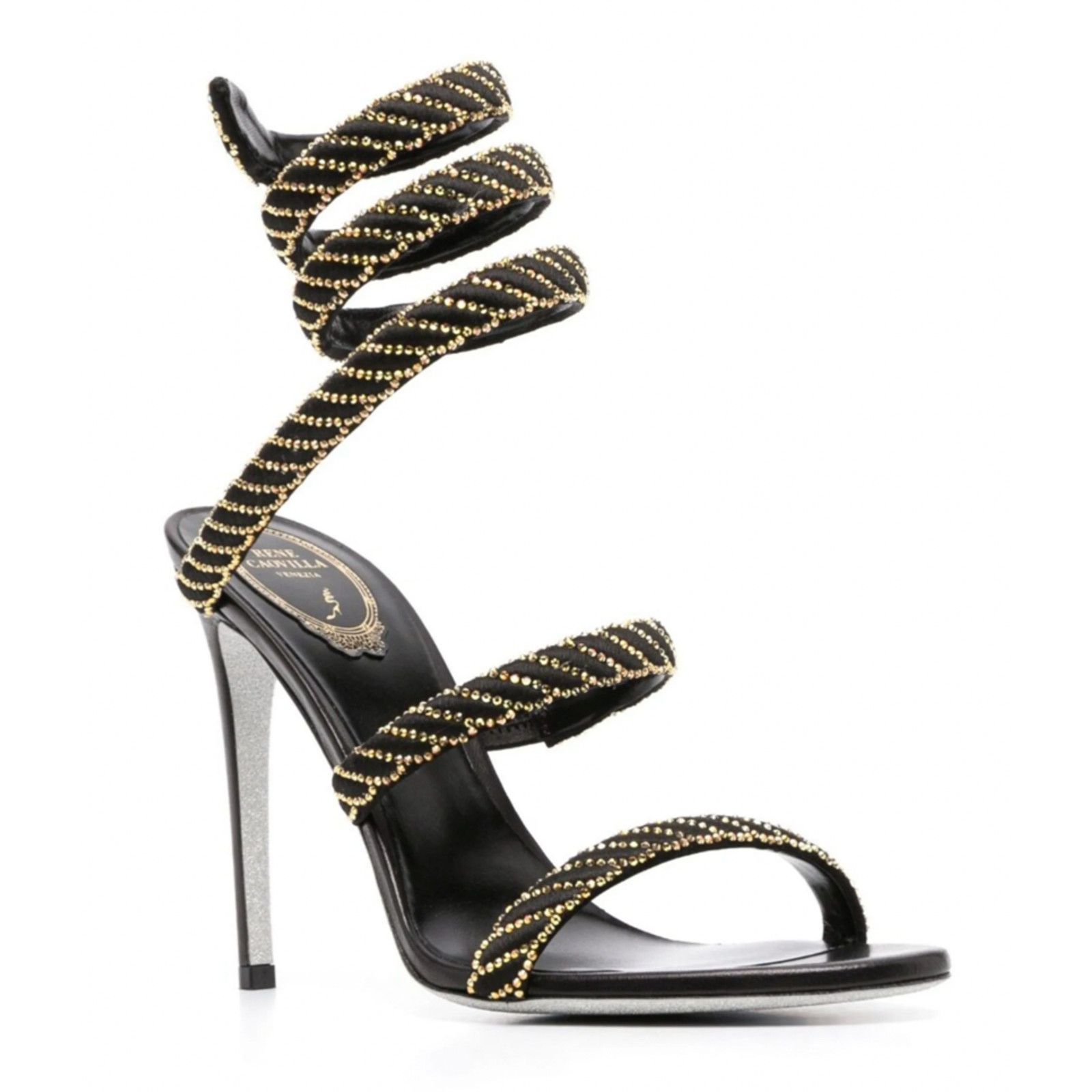 Rene Caovilla Cleo Sunshine Crystal Ankle Wrap Strap Sandal Heel Pump 37.5 Size US 7.5 / IT 37.5 - 3 Thumbnail