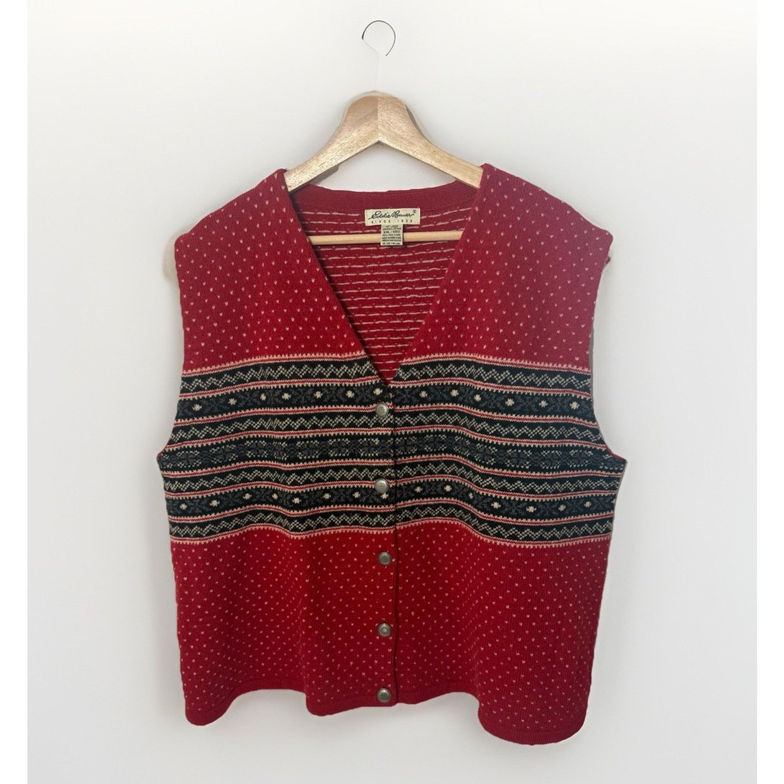Eddie Bauer Eddie Bauer Sweater Vest Fair Isle Wool Cabincore Gorpcore Size XXL / US 16-18 / IT 52-54 - 1 Thumbnail