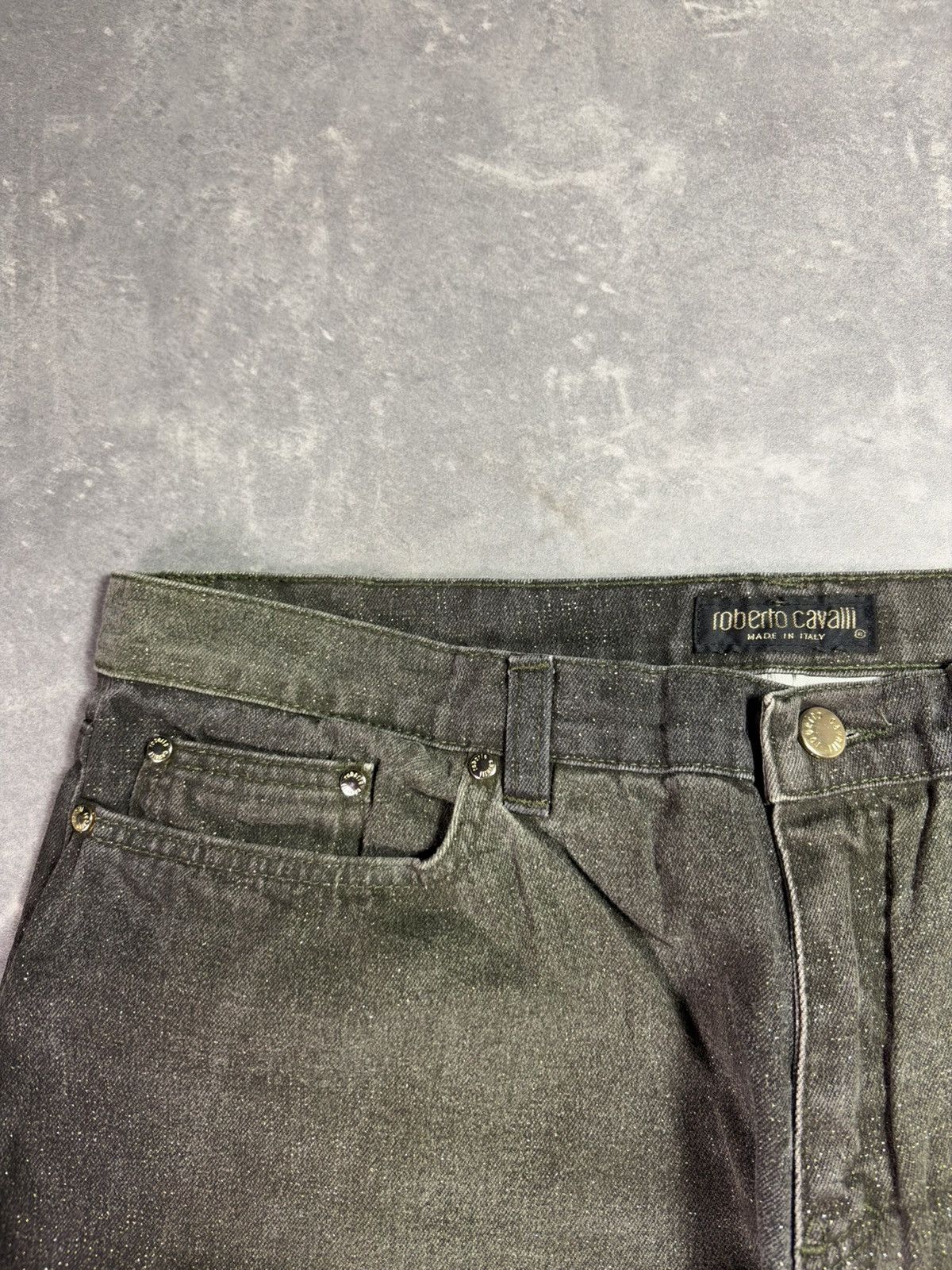 Roberto Cavalli 90s Roberto Cavalli Glitter Faded Wide Leg Denim Jeans XL Size US 34 / EU 50 - 6 Thumbnail