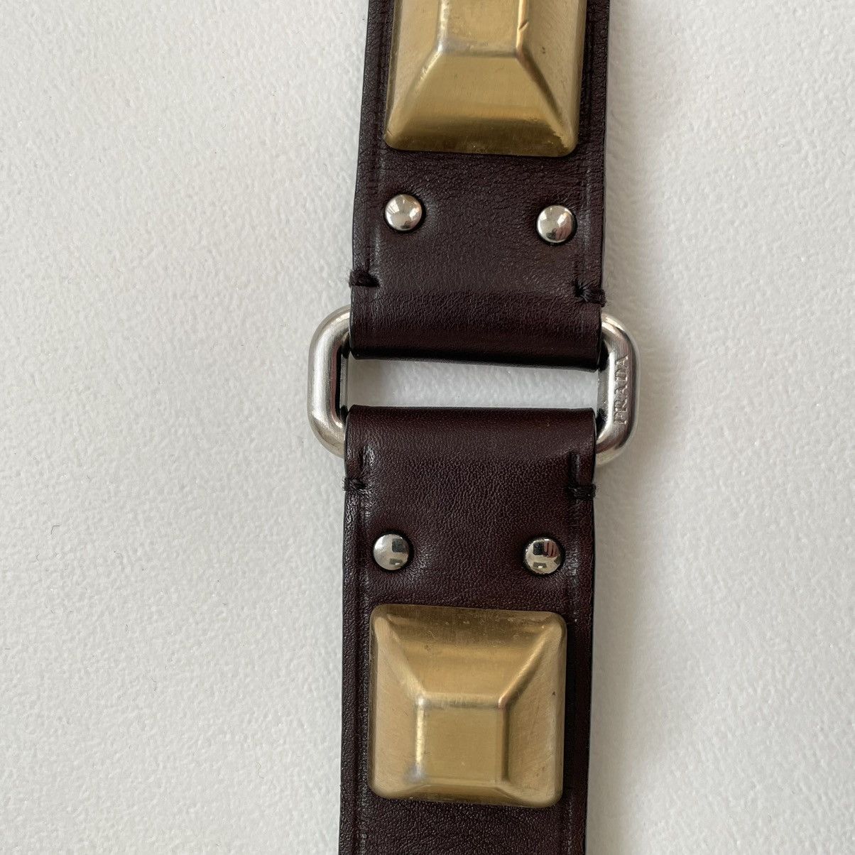 Prada Pyramid Stud Leather Bondage Belt Size 32 - 11 Thumbnail
