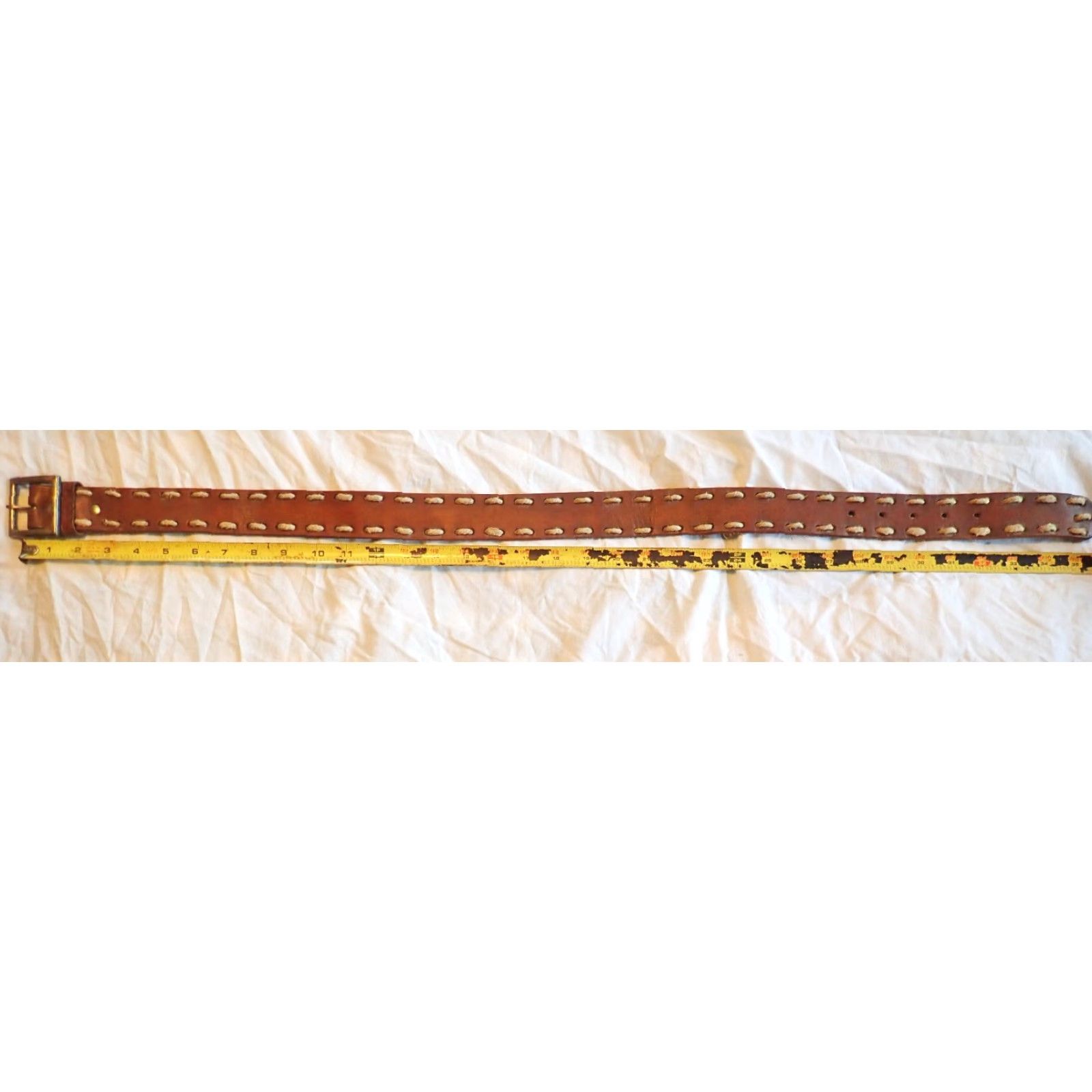 Vintage VINTAGE Common Seed Brown Cowhide Leather Belt Men Western Size 26-30 Rustic Cowboy Embossed Rope Trim Size ONE SIZE - 4 Thumbnail