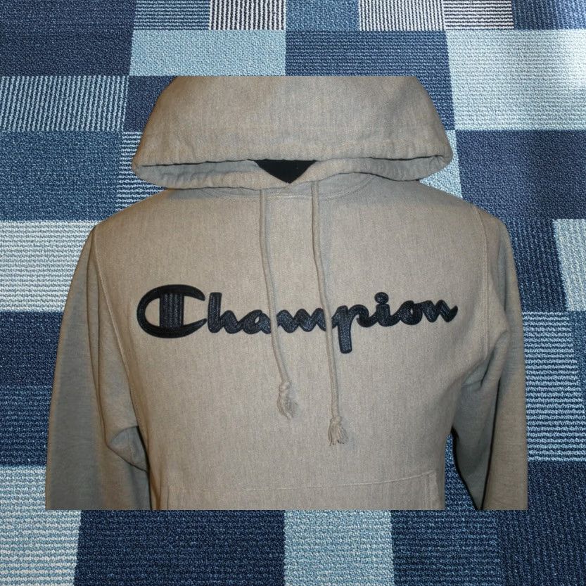 Champion Champion Sweatshirt Shirt Hooded Pullover Logo Mens S Gray 90s Classic Sports All Seasons Breathable Pockets Size US S / EU 44-46 / 1 - 1 Thumbnail