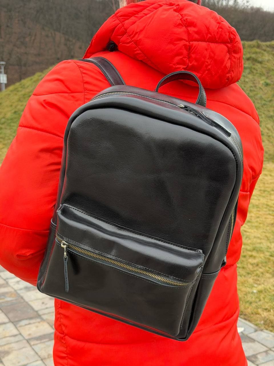 Handmade Leather backpack. Genuine leather Size ONE SIZE - 1 Thumbnail