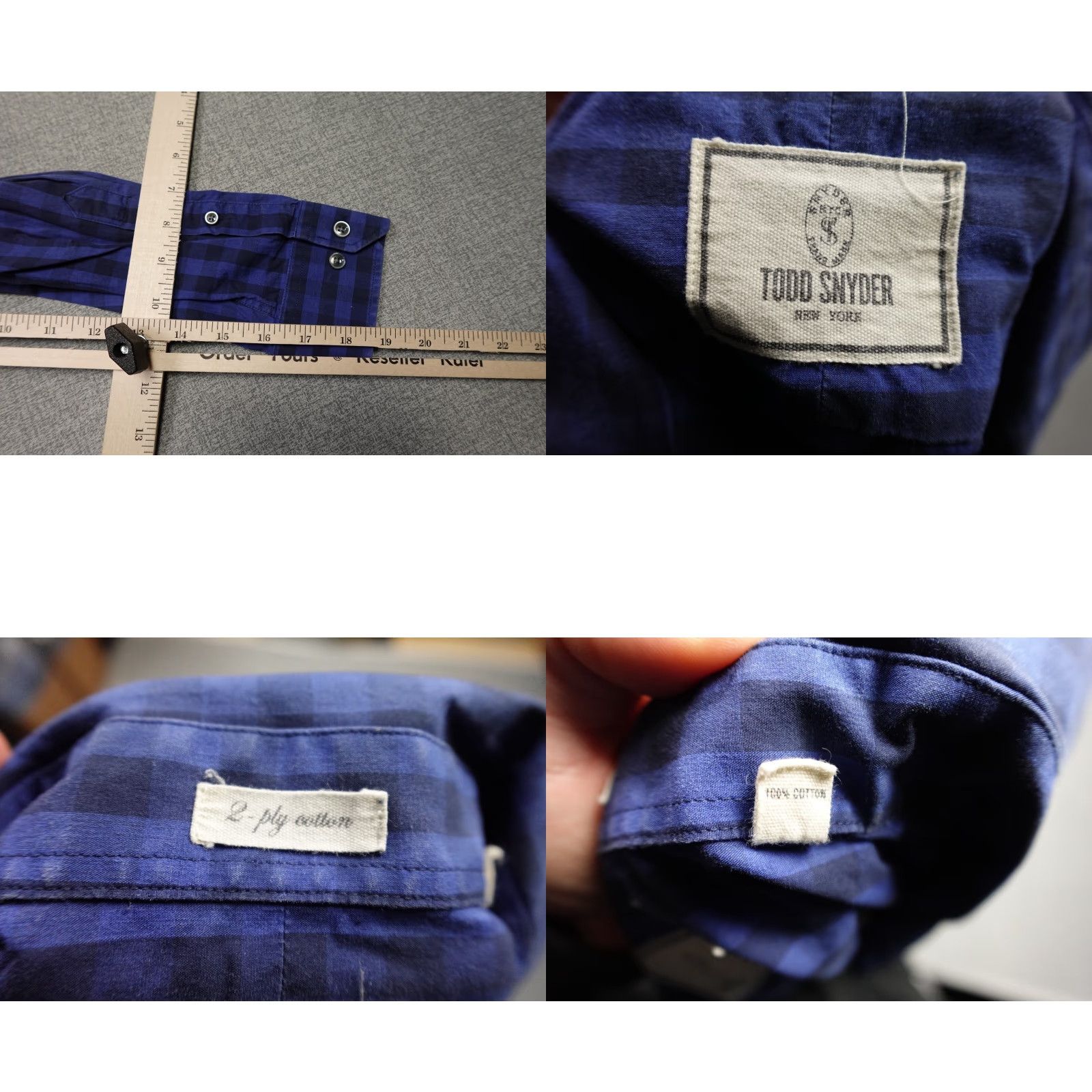 Todd Snyder Todd Snyder Button-Up Shirt Mens 15.5 32/33 Blue Plaid 2-Ply Cotton Classic Fit Size US L / EU 52-54 / 3 - 8 Thumbnail