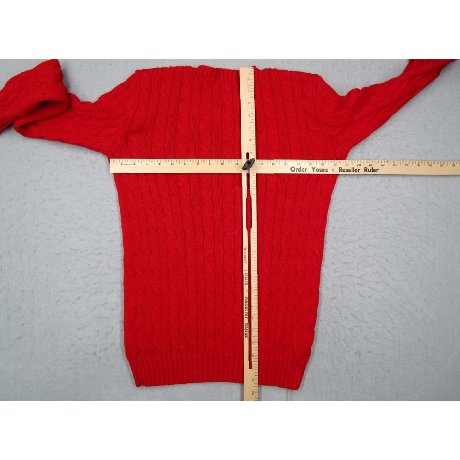 Ralph Lauren RALPH LAUREN BLUE LABEL Women's Medium Red Cable-Knit Sweater Pullover with Gold Pony, Long Sleeve, Crew Neck, Classic Preppy Style Size M / US 6-8 / IT 42-44 - 6 Thumbnail