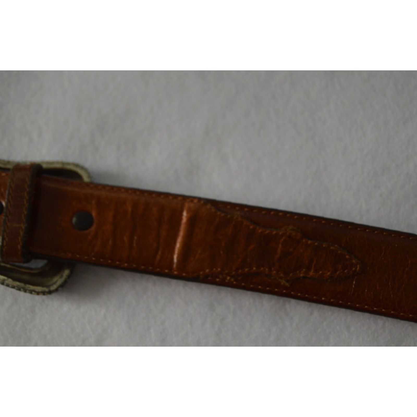 Saks Fifth Avenue Saks 5th Ave Mens Blue Stretch Leather Belt Solid Brass Buckle Size 42 Belt Size 42 - 7 Thumbnail