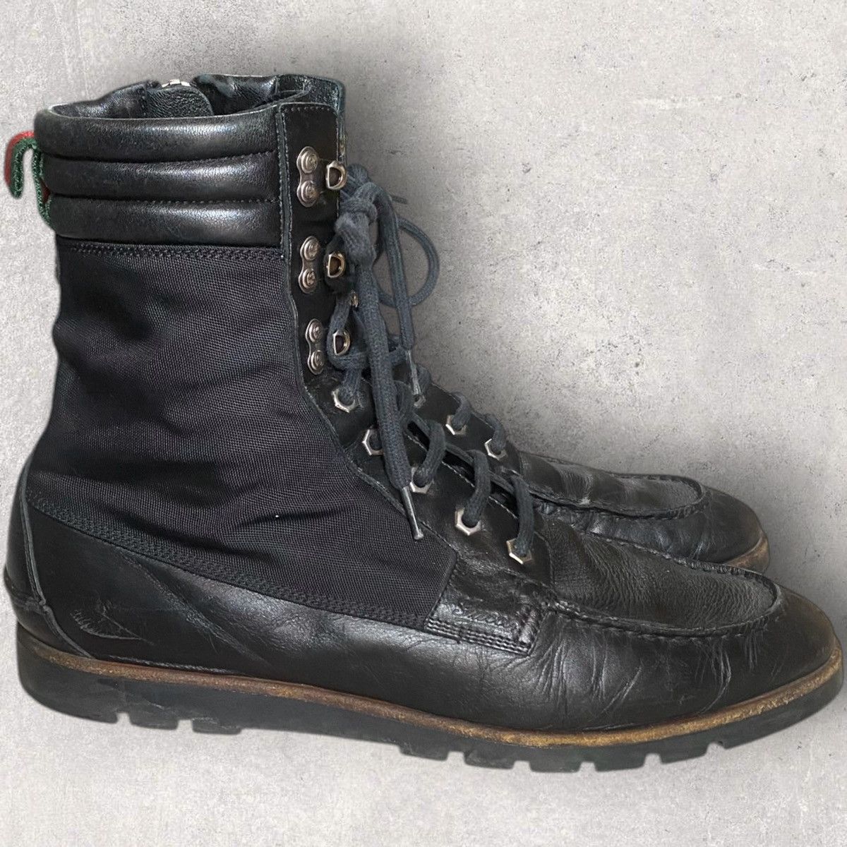 Gucci Gucci Web Accent Leather Lace Up Boots Size US 10 / EU 43 - 1 Thumbnail