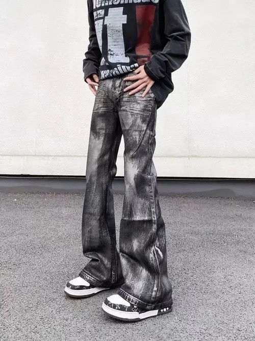 VIBE High street vintage batik dirty wash graffiti baggy jeans Size US 30 / EU 46 - 4 Thumbnail