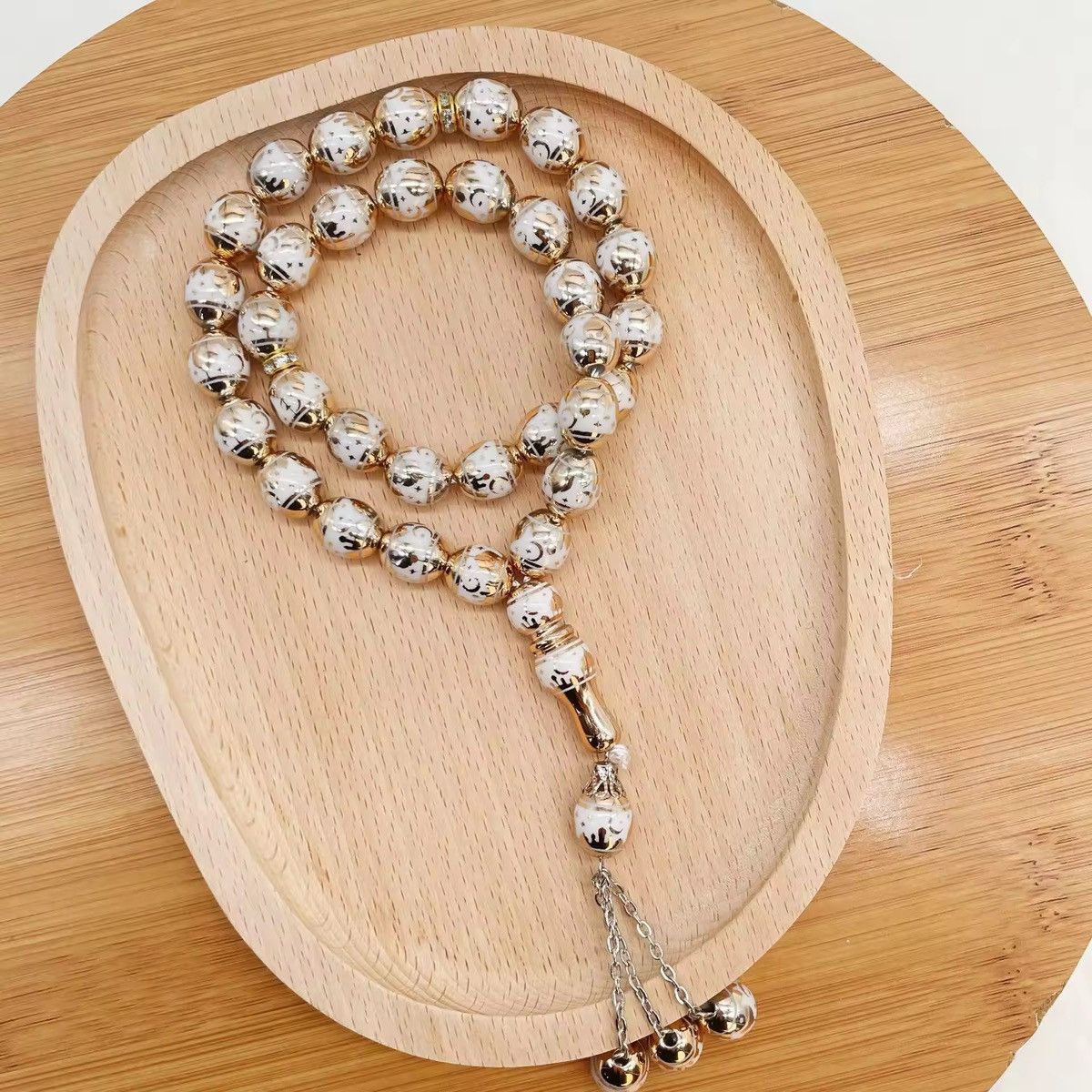 Other 12mm x 14mm 33pcs Black Stone Prayer Beads Size ONE SIZE - 2 Thumbnail