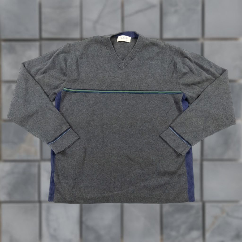 J.Crew VINTAGE J.CREW Sweater Mens XL Gray V-Neck Knit Pullover Long Sleeve Size US XL / EU 56 / 4 - 1 Thumbnail