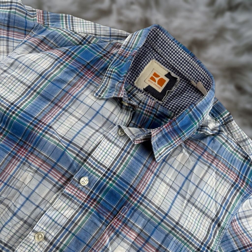 Hugo Boss HUGO BOSS Men’s Shirt Cotton Plaid Button-Down Blue Medium Size US M / EU 48-50 / 2 - 1 Thumbnail