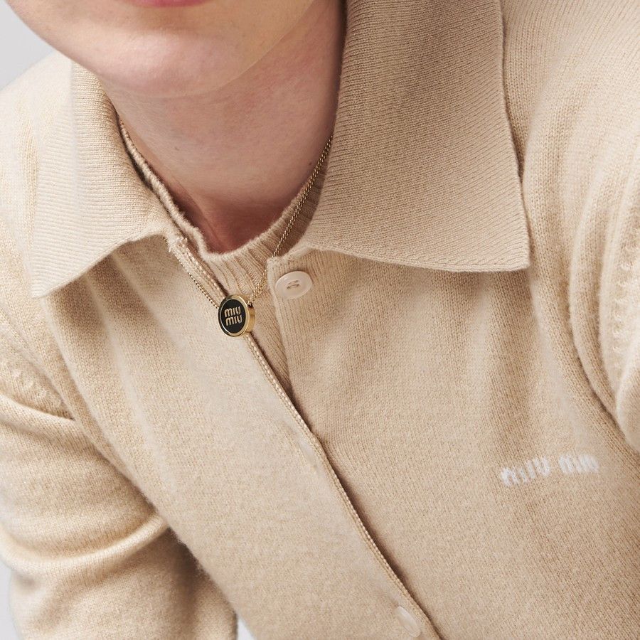 Miu Miu o1d2blof0924 Size: OS / Metal Necklace Logo in Gold & Black Size ONE SIZE - 2 Thumbnail