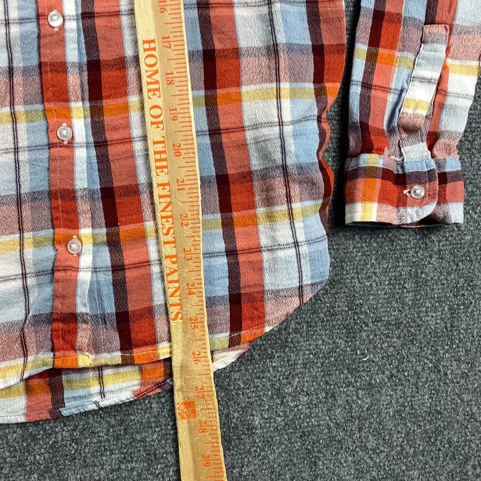 Lucky Brand Lucky Brand Top Women's Medium Orange Plaid Button Up Cotton Size M / US 6-8 / IT 42-44 - 5 Thumbnail
