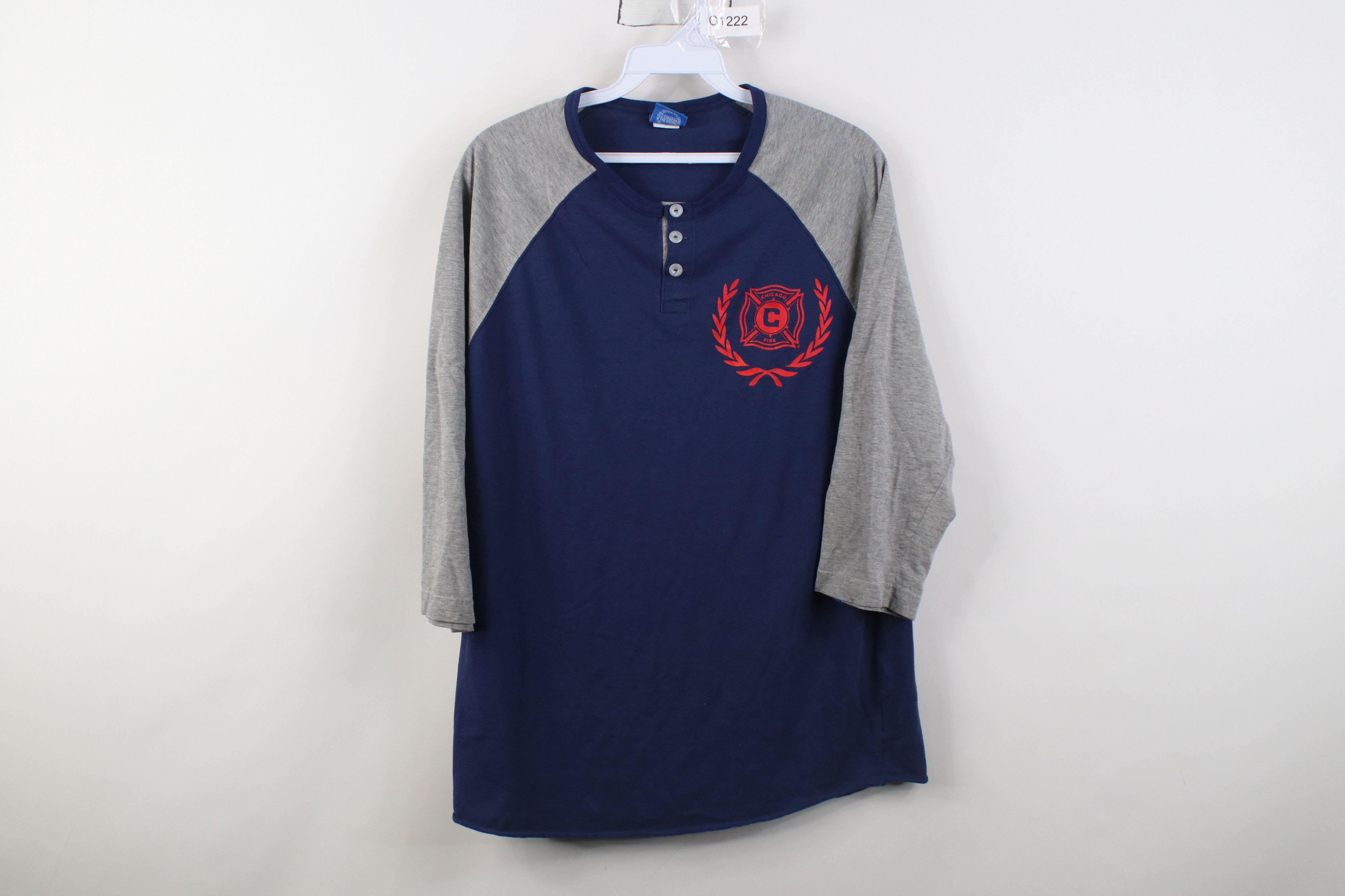 Adidas Adidas MLS Soccer Chicago Fire Raglan Henley T-Shirt Blue Size US L / EU 52-54 / 3 - 1 Thumbnail