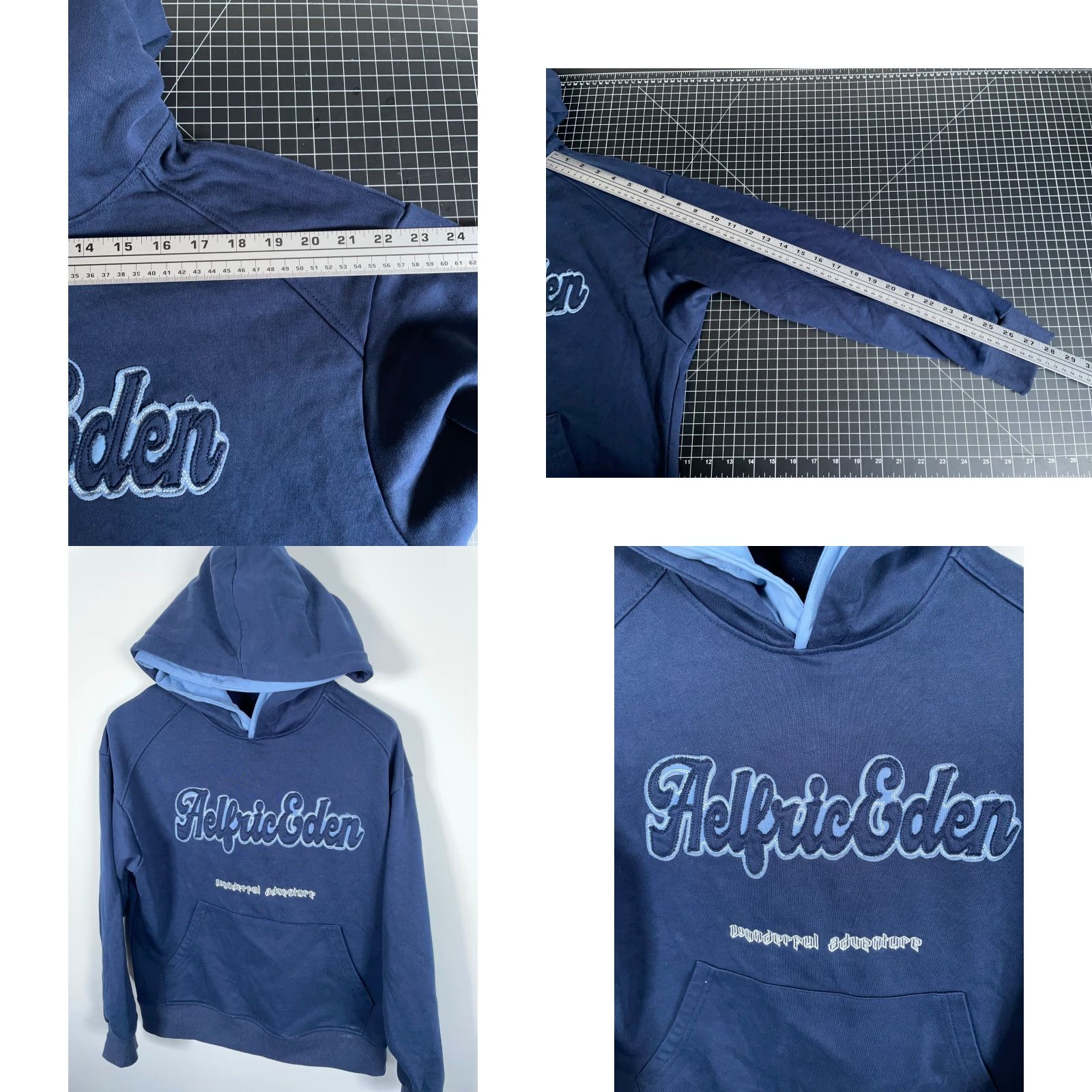 Vintage Aelfric Eden Hoodie Adult Small Dark Blue Double Hood Embroidered Sweatshirt Size US S / EU 44-46 / 1 - 8 Thumbnail