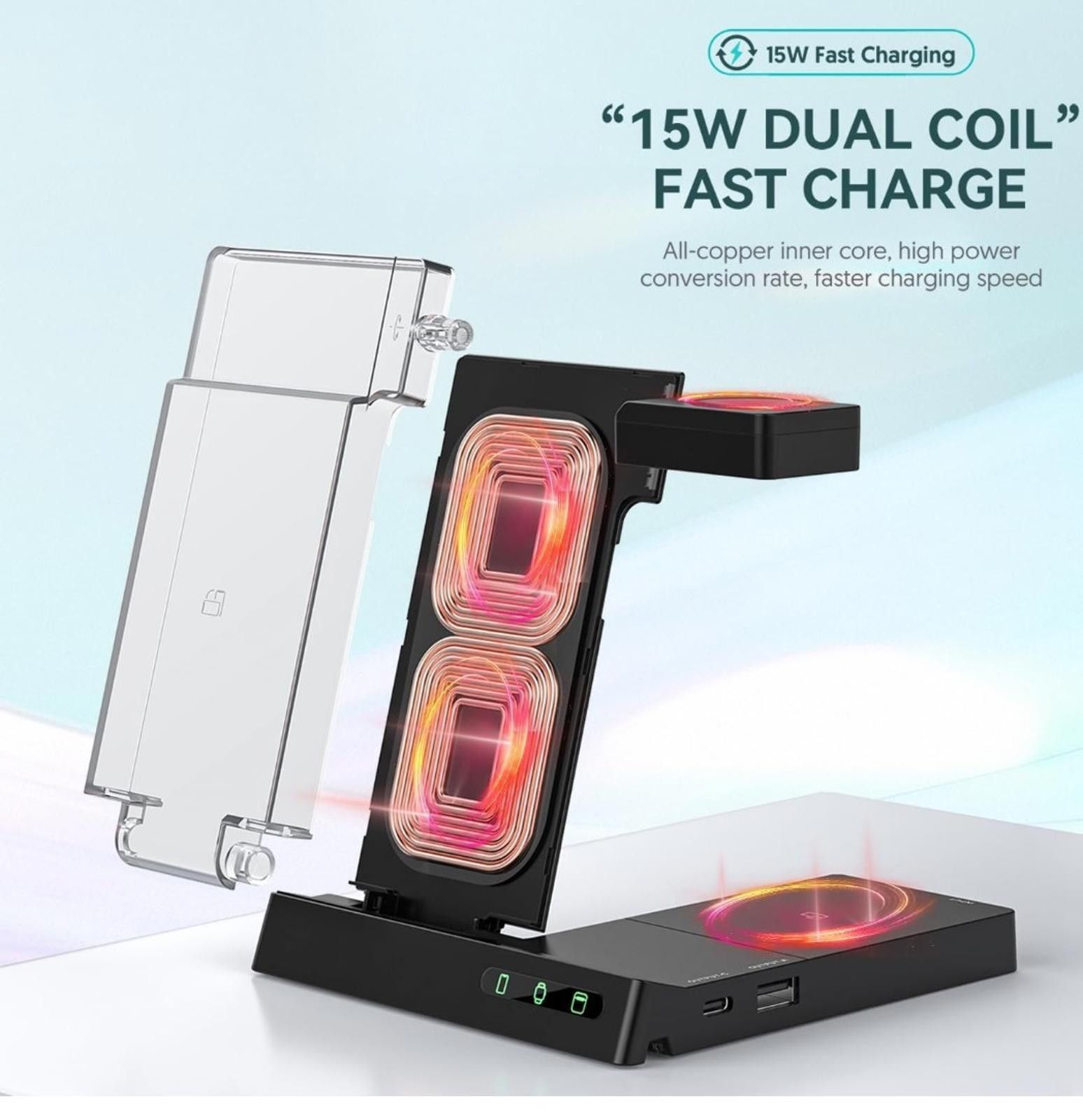 The Unbranded Brand Multi-Charging Dock Wireless Charger Station 6-in-1 Size ONE SIZE - 6 Thumbnail