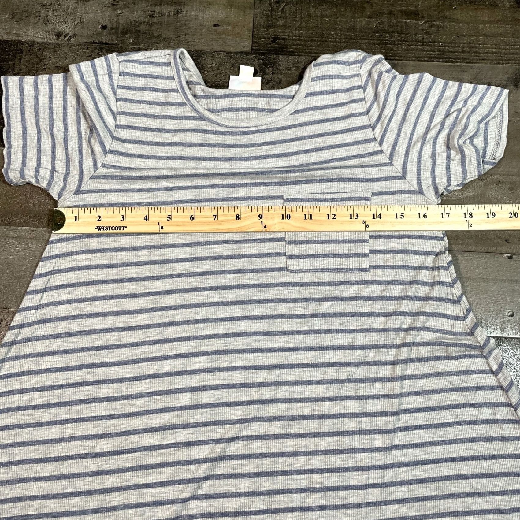 Vintage LuLaRoe Dress Womens XXS Gray Swing Hi-Low Crew Neck Striped Short Sleeves Size 24" / US 00 / IT 34 - 6 Thumbnail