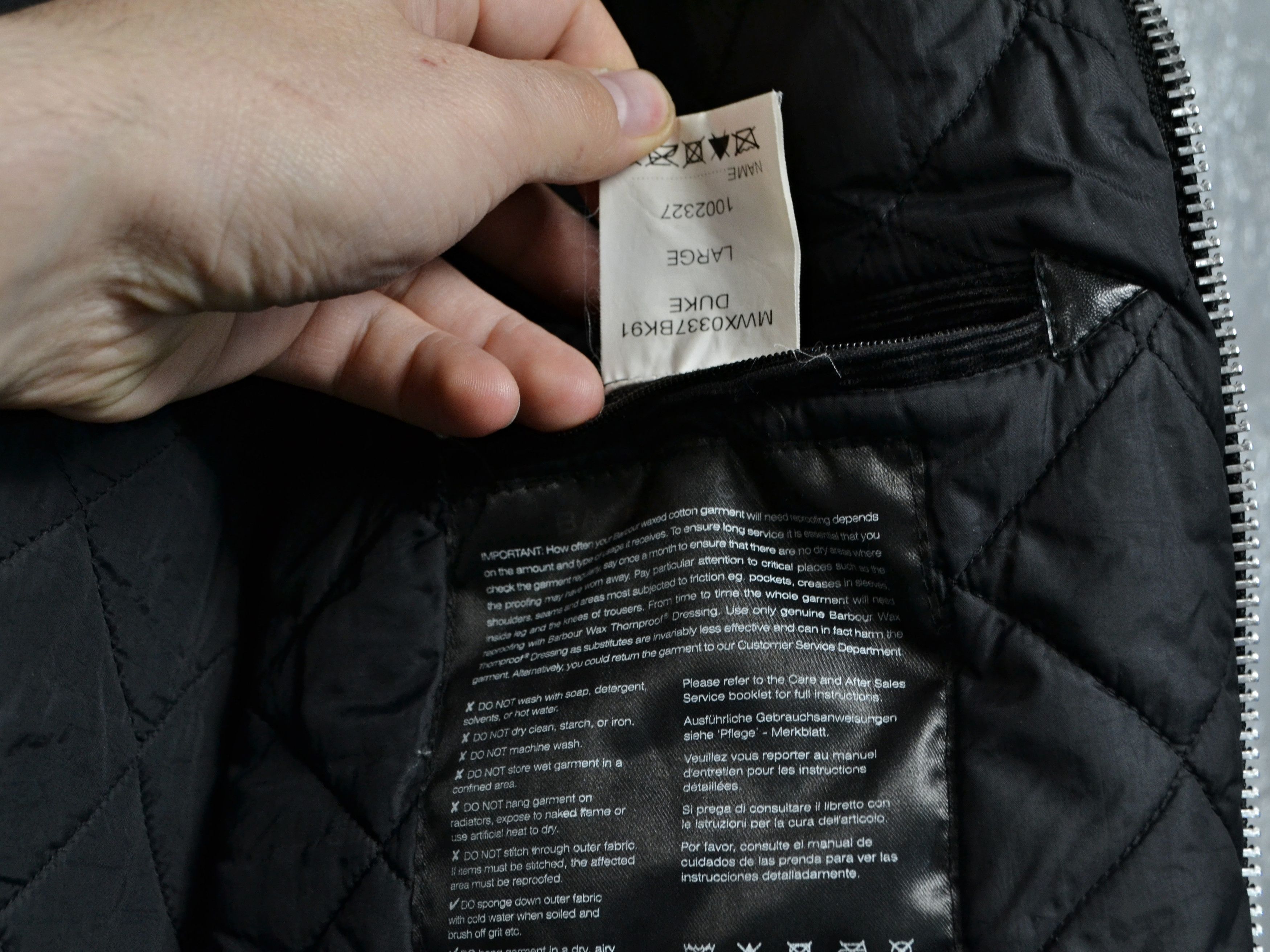 Barbour International Duke Black Waxed Biker Jacket
