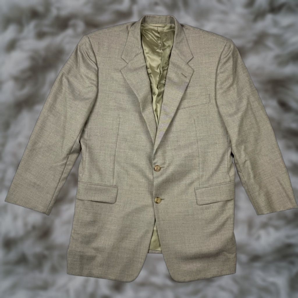 Vintage Hickey Freeman Blazer Men 44S Cashmere Gray/Brown 2-Button Notch Lapel Dry Clean Only Formal Business Jacket Size 44R - 1 Thumbnail