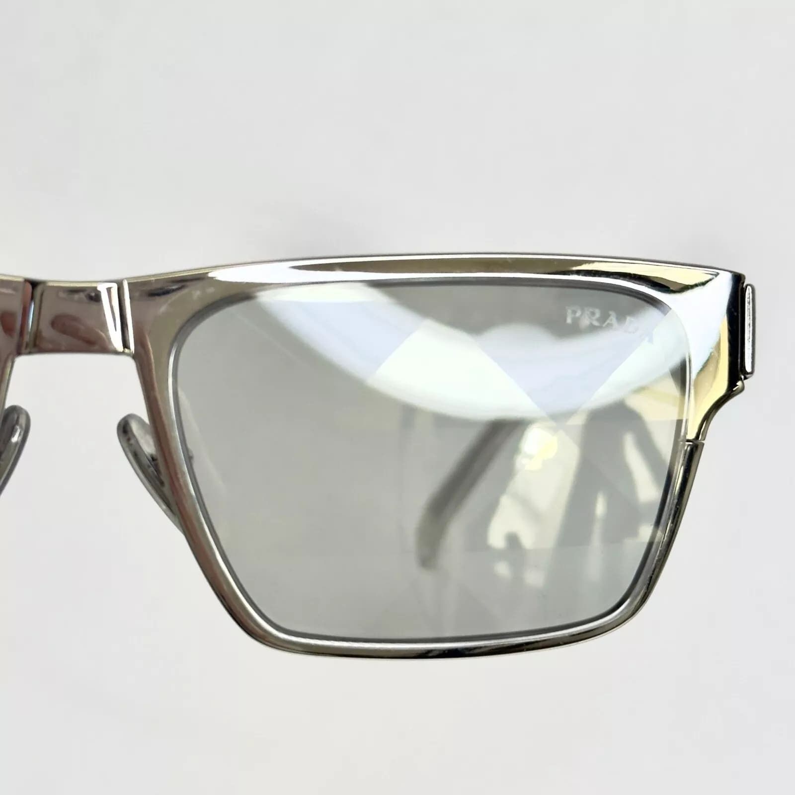 Prada PRADA TAMPO TRIANGLE Silver Mirrored PRA71Z 71Z Fashion Size ONE SIZE - 6 Thumbnail