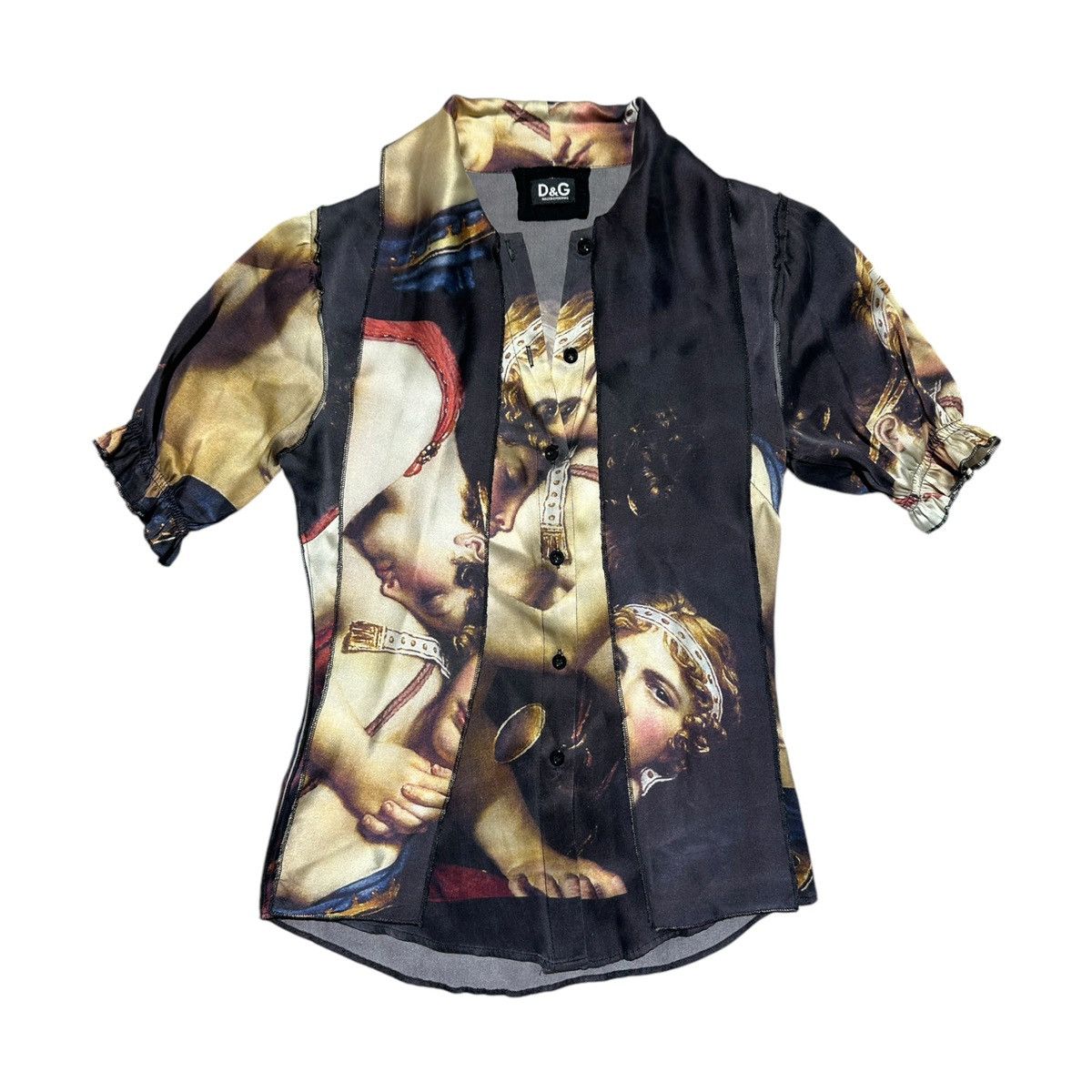 Dolce & Gabbana Archive angels silk neck tie blouse Size XS / US 0-2 / IT 36-38 - 1 Thumbnail