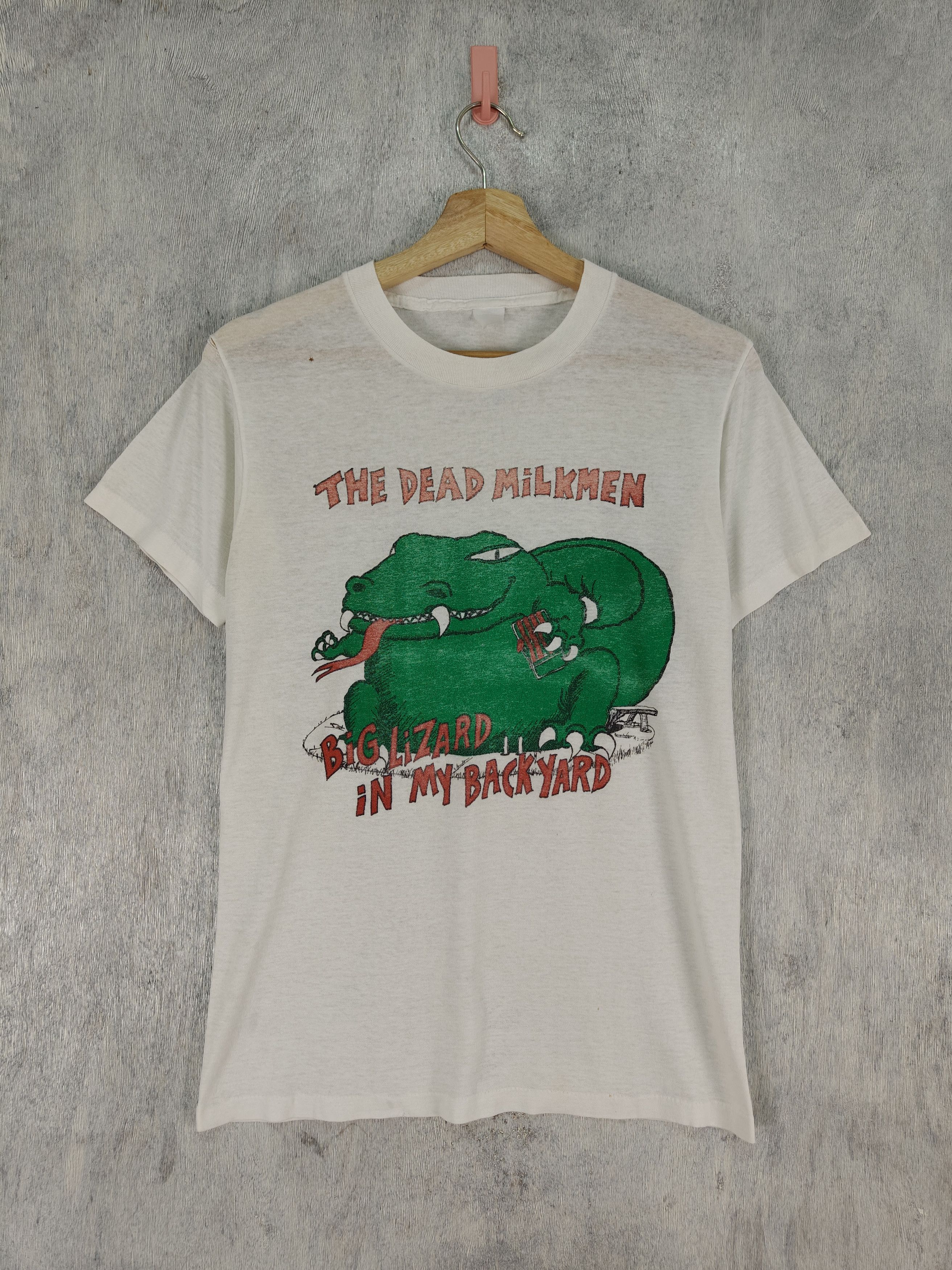 image of Band Tees x Vintage 80's The Dead Milkmen Punk Band Shirt in White, Men's (Size Small)