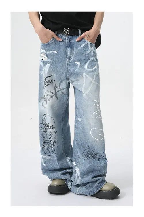 VIBE American street graffiti fun straight jeans trend Size US 32 / EU 48 - 2 Thumbnail