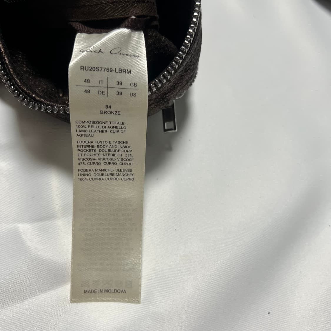Rick Owens Rick Owens 20SS Tecuatl Lamb leather biker jacket Size US M / EU 48-50 / 2 - 7 Thumbnail