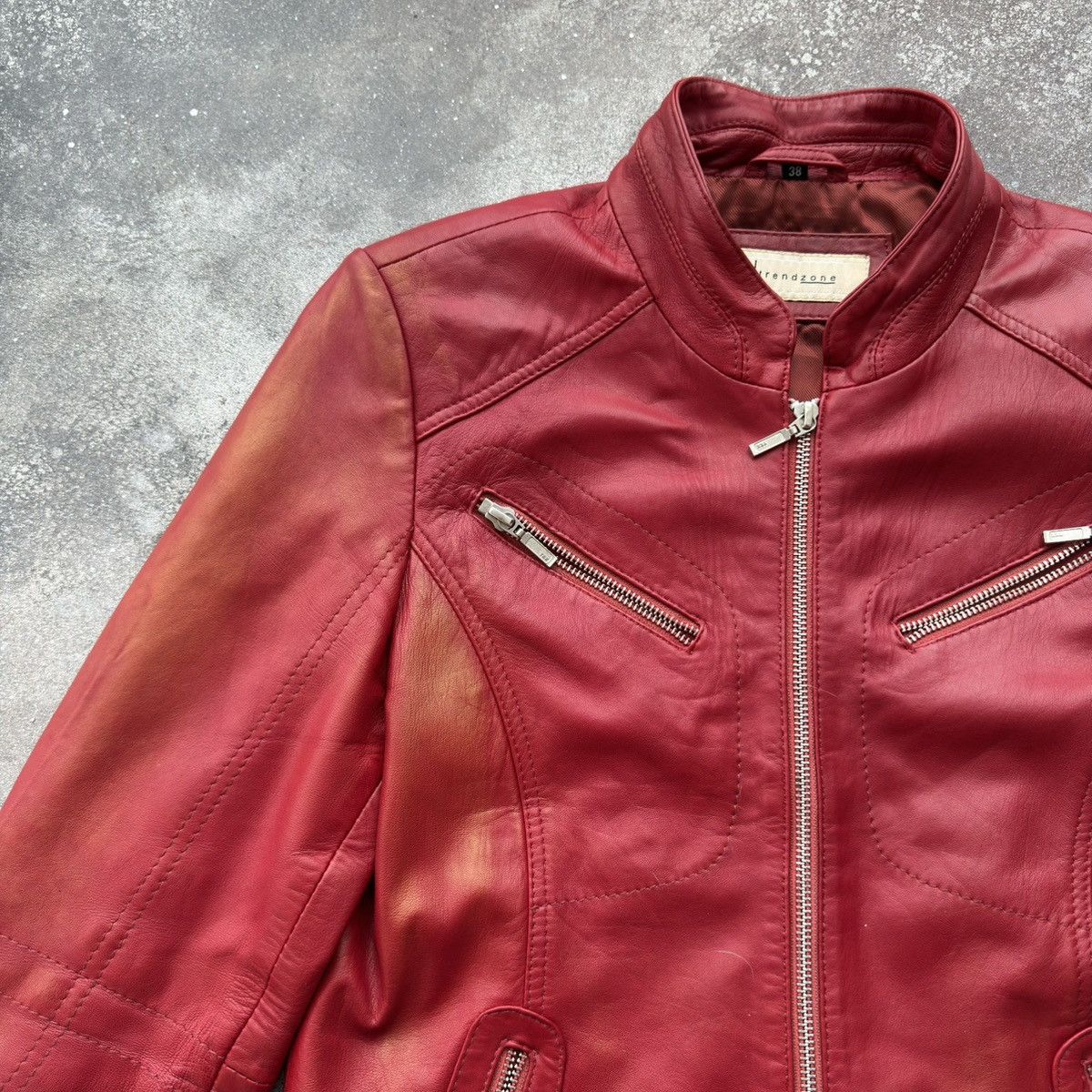 20471120 Vintage Y2K Faded Biker Leather Jacket Size XS / US 0-2 / IT 36-38 - 7 Thumbnail